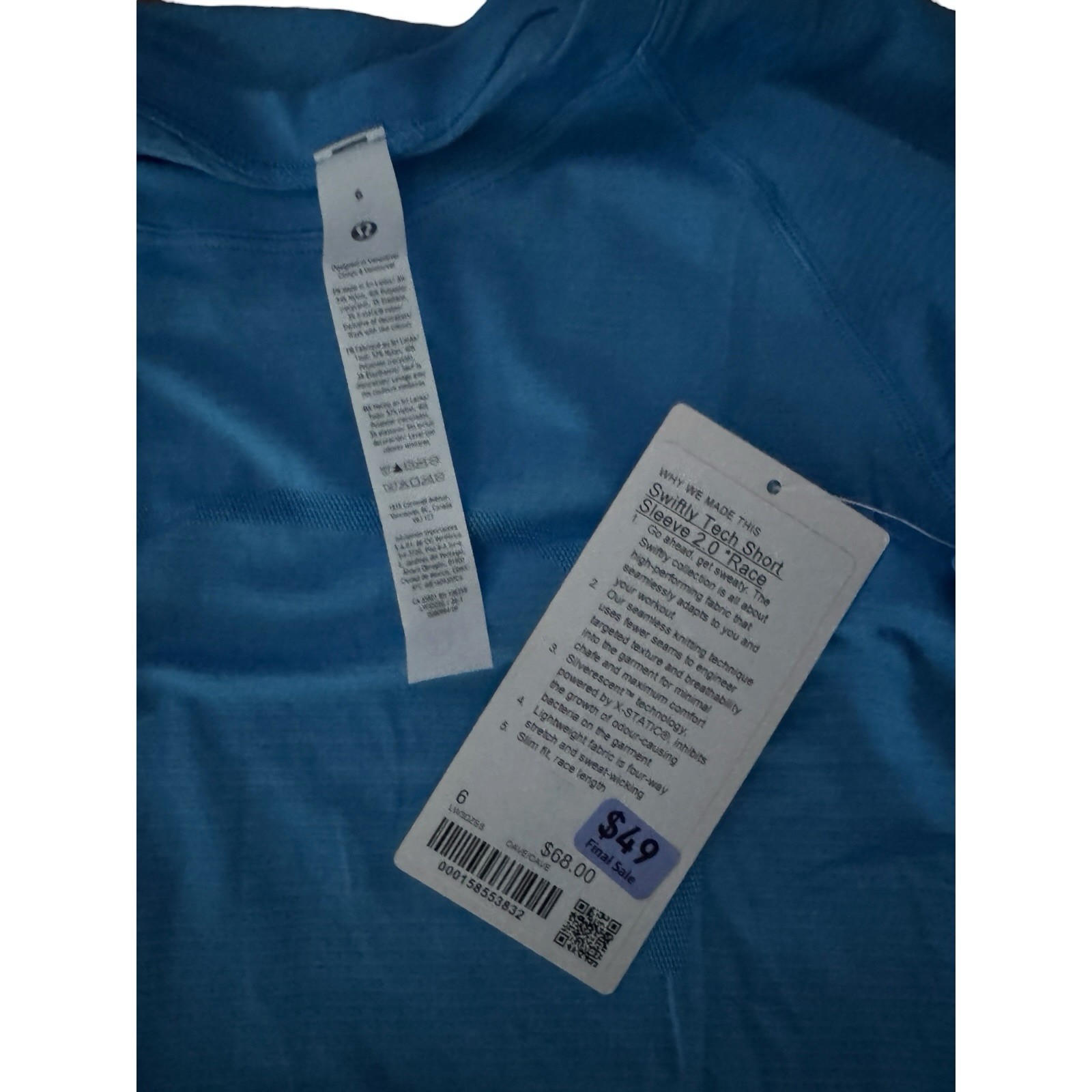 Lululemon Swiftly Tech Short Sleeve Shirt 2.0 Ocean Wave Blue Size 6 NWT