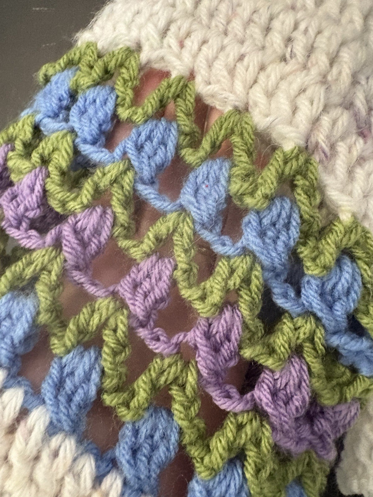 Women’s crochet tulip, mesh, and lace stitch sweater