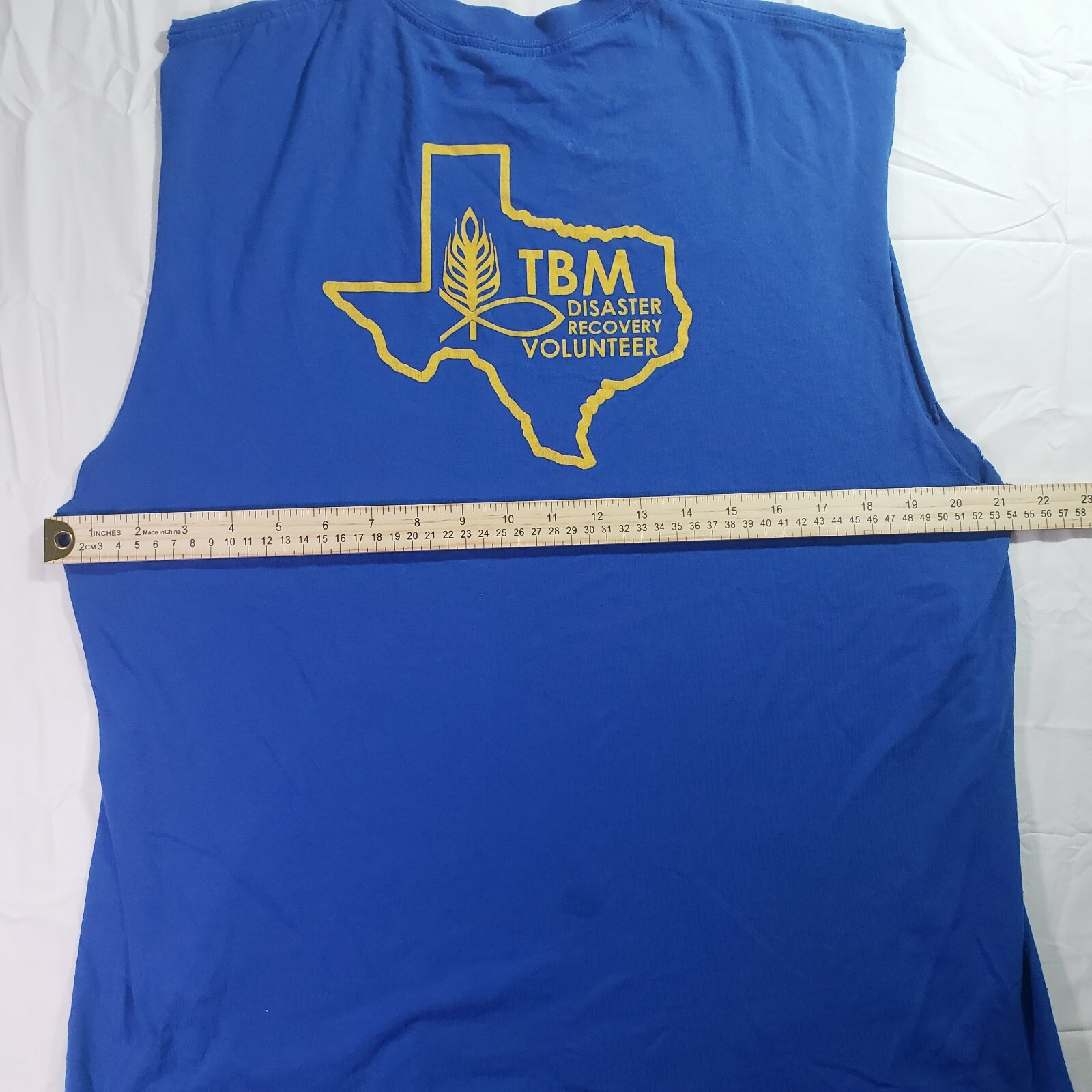 Blue Gildan DryBlend TBM Texans on Mission Volunteer Shirt Sleeveless Size L