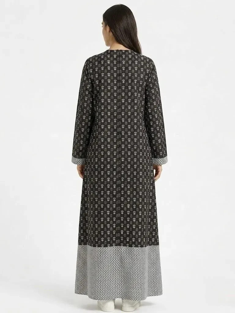 Pure Cotton Block Print Abaya | Modest Maxi Dress | Nursing & Maternity Friendly