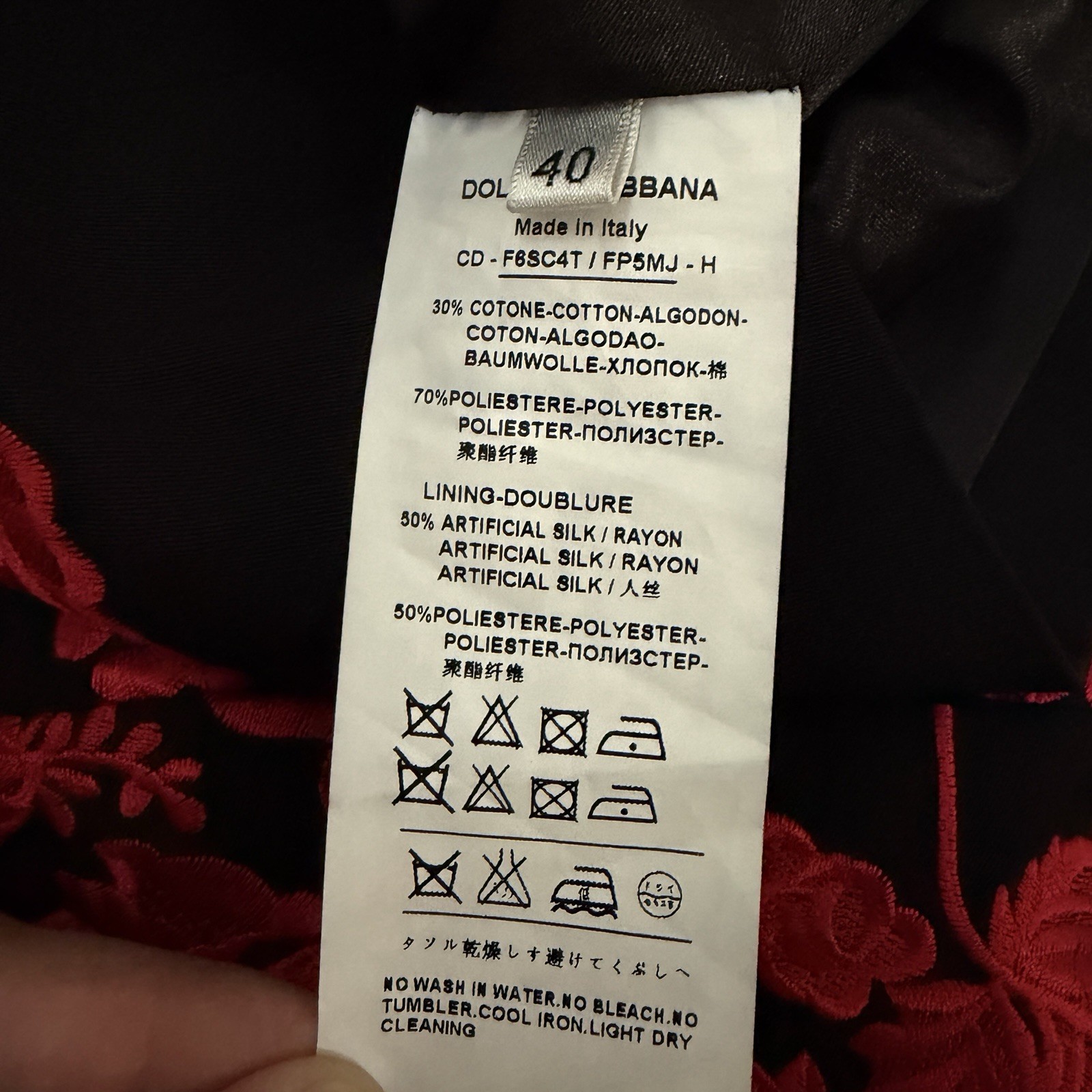 Dolce&Gabbana SS15 Runway Dress Red Embroidered Black Archival 2015 IT 40/US4/S