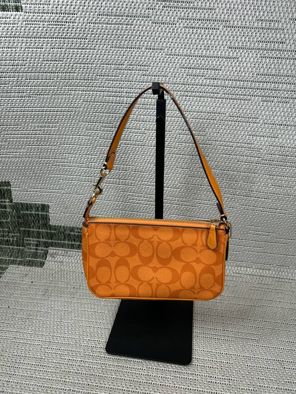 Coach Bag Nolita 19 Orange Signature Canvas Charm Detachable Strap Shoulder