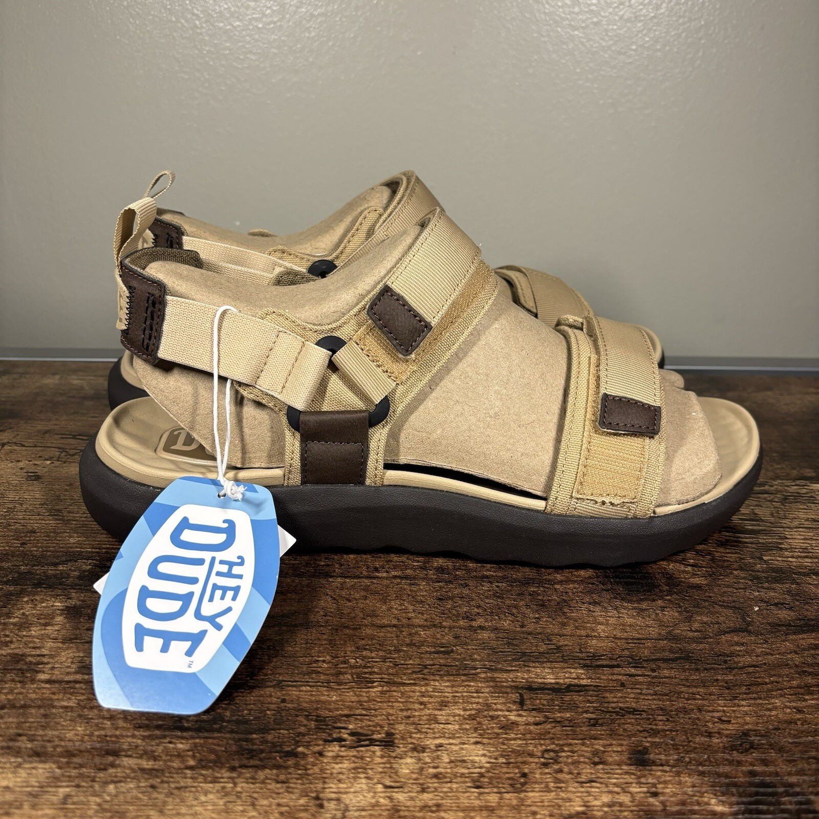 Hey Dude Carson Sandal Sport Mode Tan Brown Men’s Size 10 New