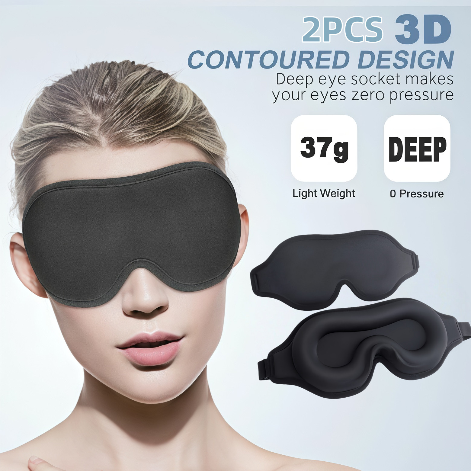 2x 3D Travel Silk Eye Mask Sleeping Soft Padded Shade Cover Rest Relax Blindfold