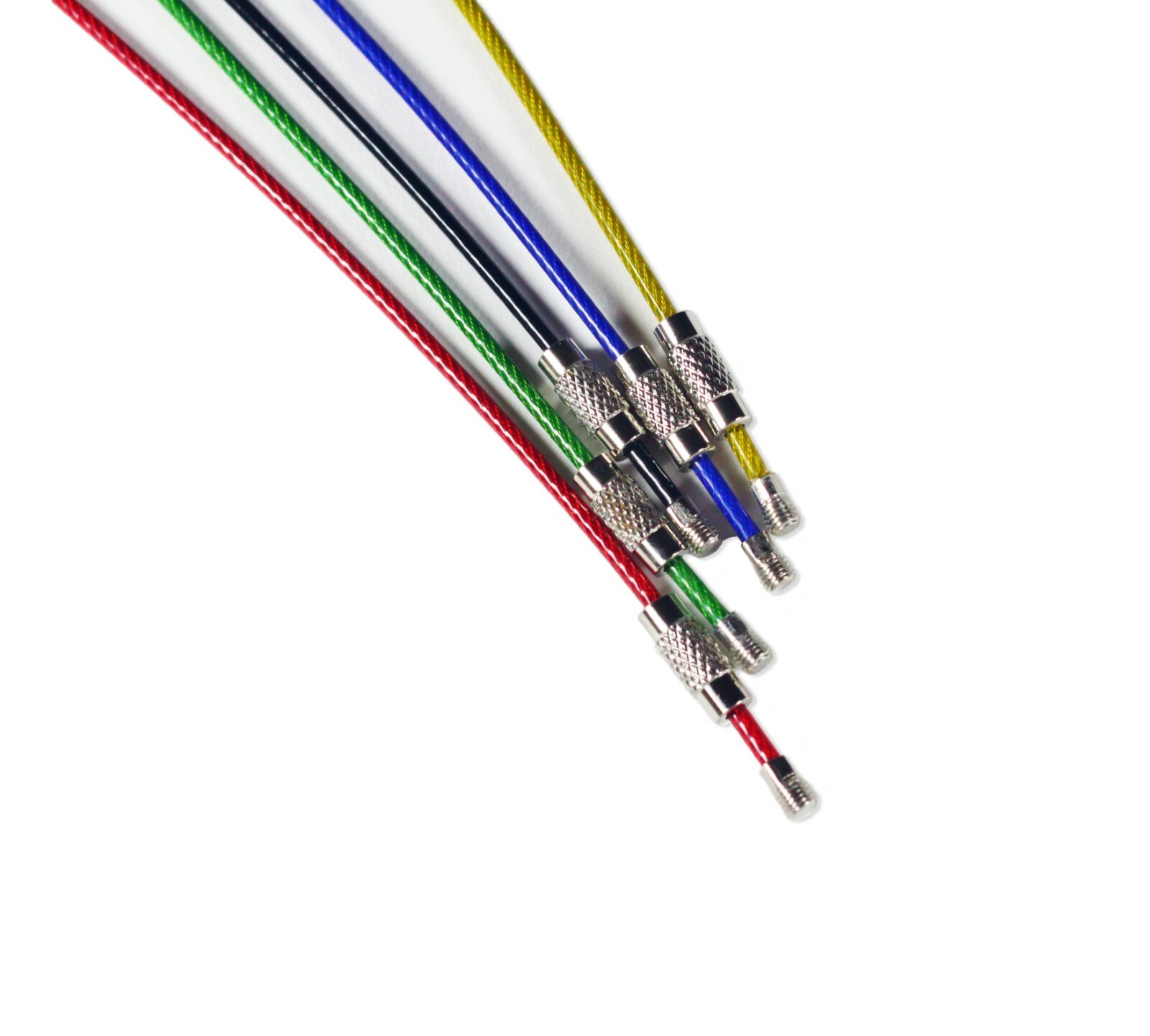 30pc Colored PVC Coated Wire Keychain 4/6.3/7.9 Inch Cable Key Ring Loops