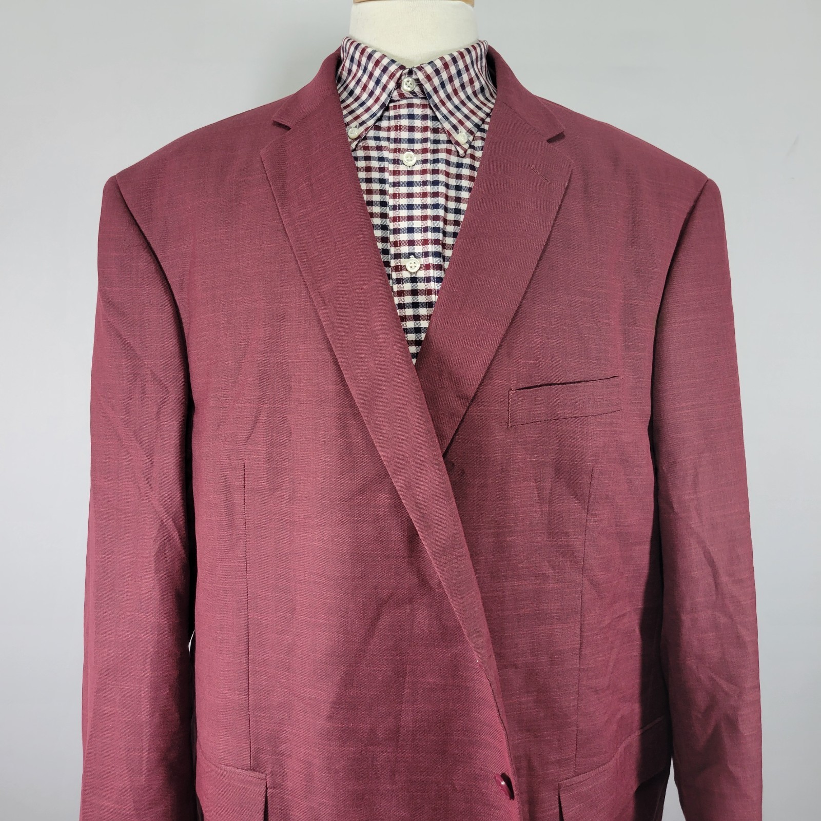 Lineage Men’s Sport Coat Blazer Two Button Burgundy Performance Stretch 56R