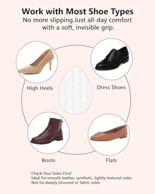 5 Pairs (10 Pads) Clear Non Slip Shoe Pads, Shoe Grips on Bottom of Shoes,
