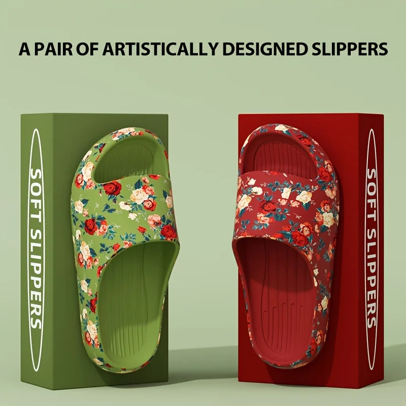 Cloud Slippers Floral Slide Sandals EVA Soft Indoor Outdoor Unisex Shoes