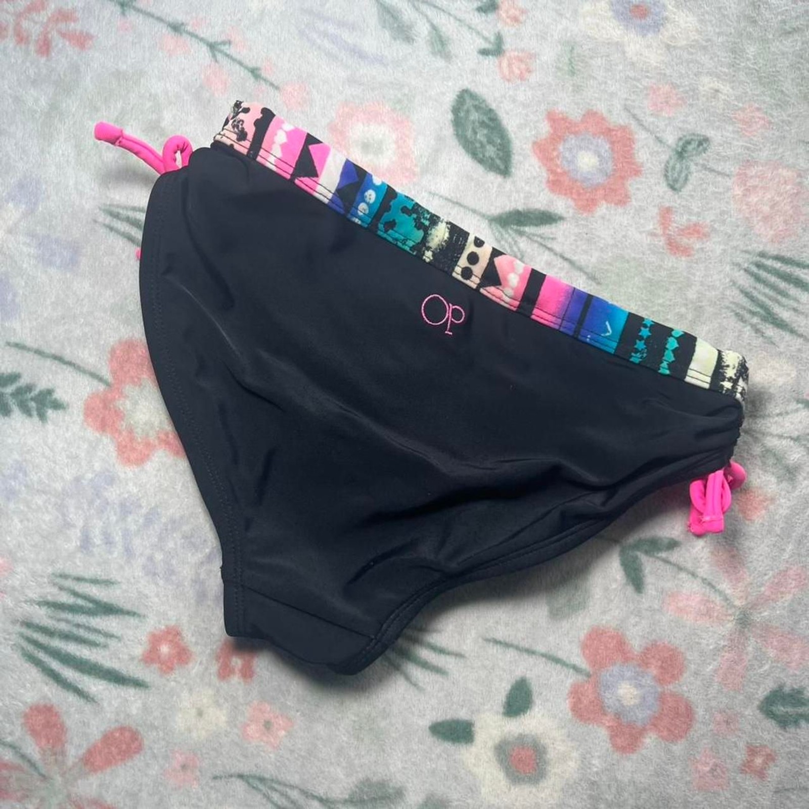 Vintage Y2K 2000s Ocean Pacific Bikini Bottoms Kids 7/8 Mcbling Scene Grunge Emo