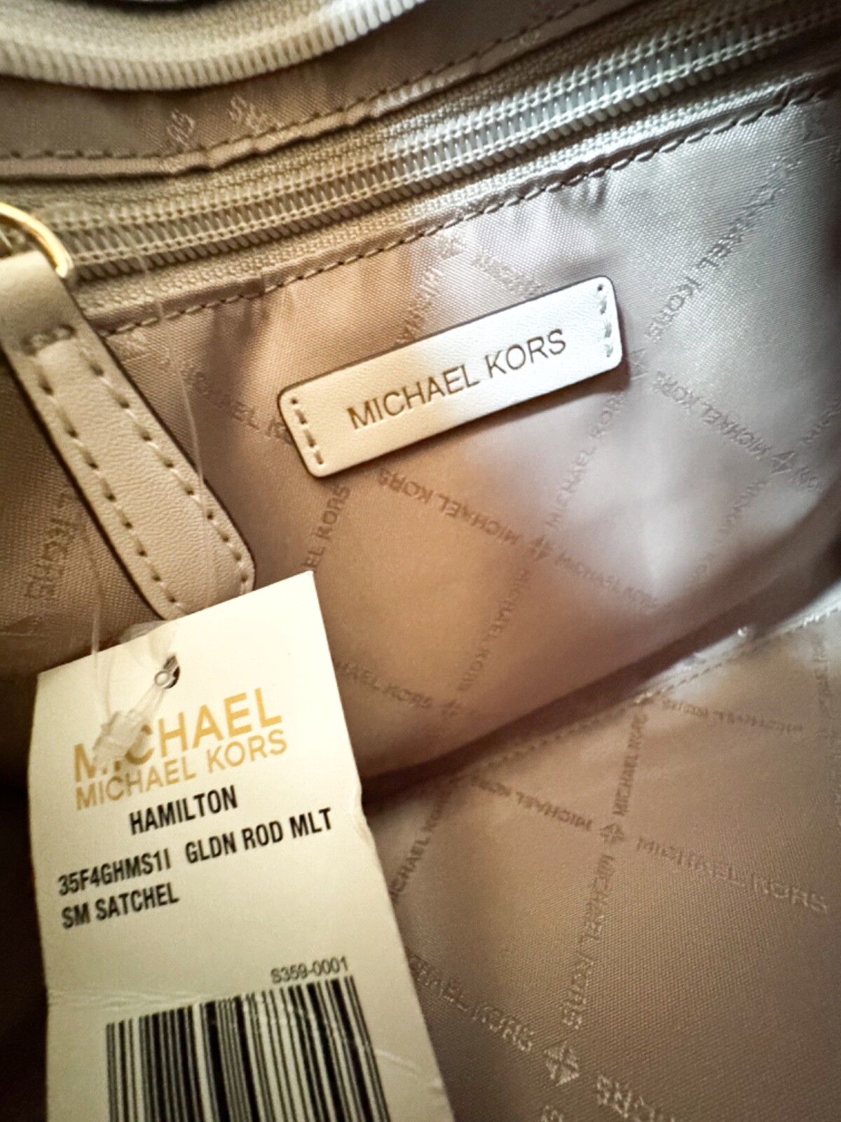 MICHAEL KORS HAMILTON SM SATCHEL SHOULDER BAG GRAPHIC LOGO GOLDEN ROD MULTI