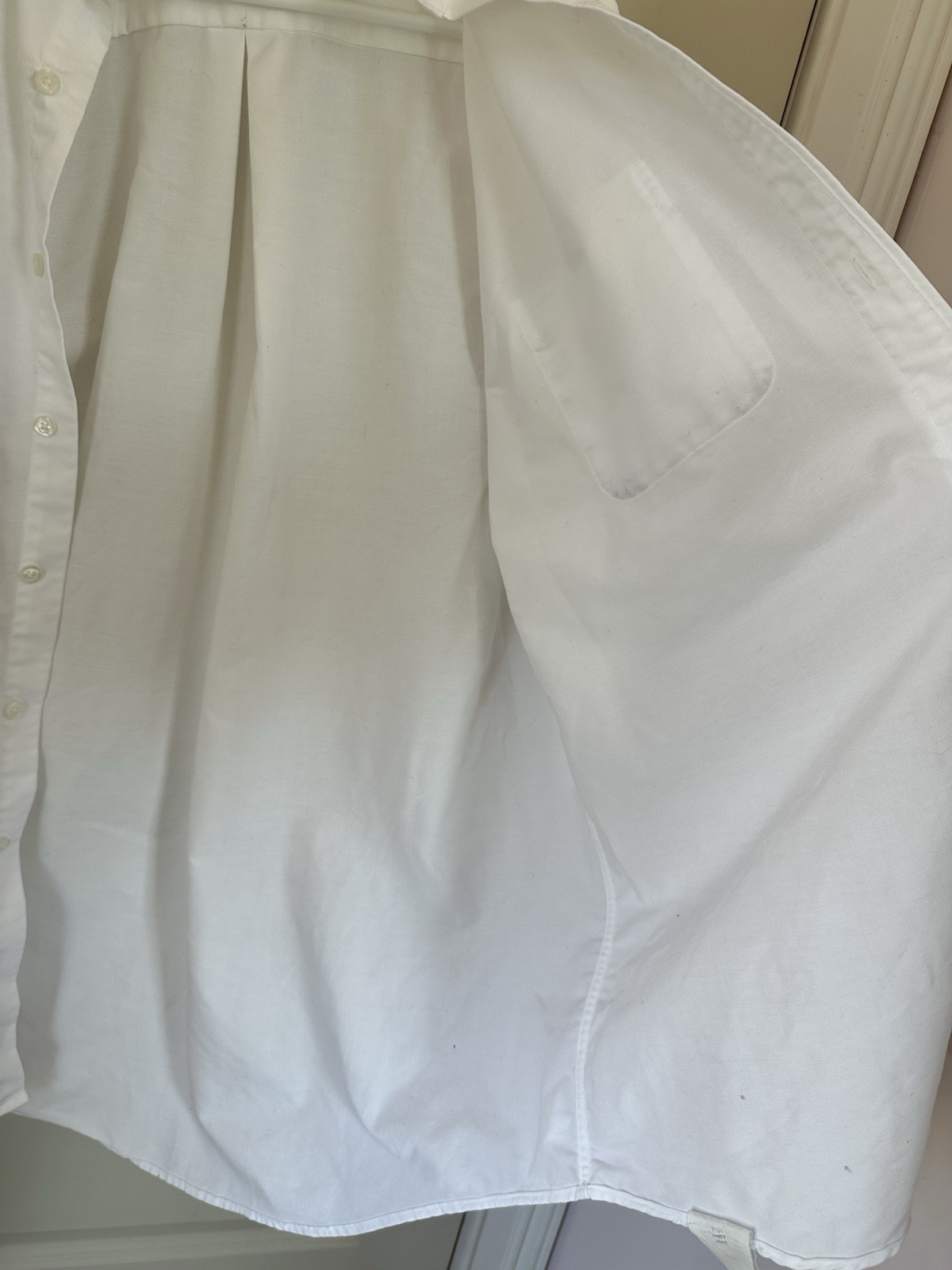VTG LL Bean Men White Button Down Shirt Long Sleeve SingleNeedle Tailor 15 1/2