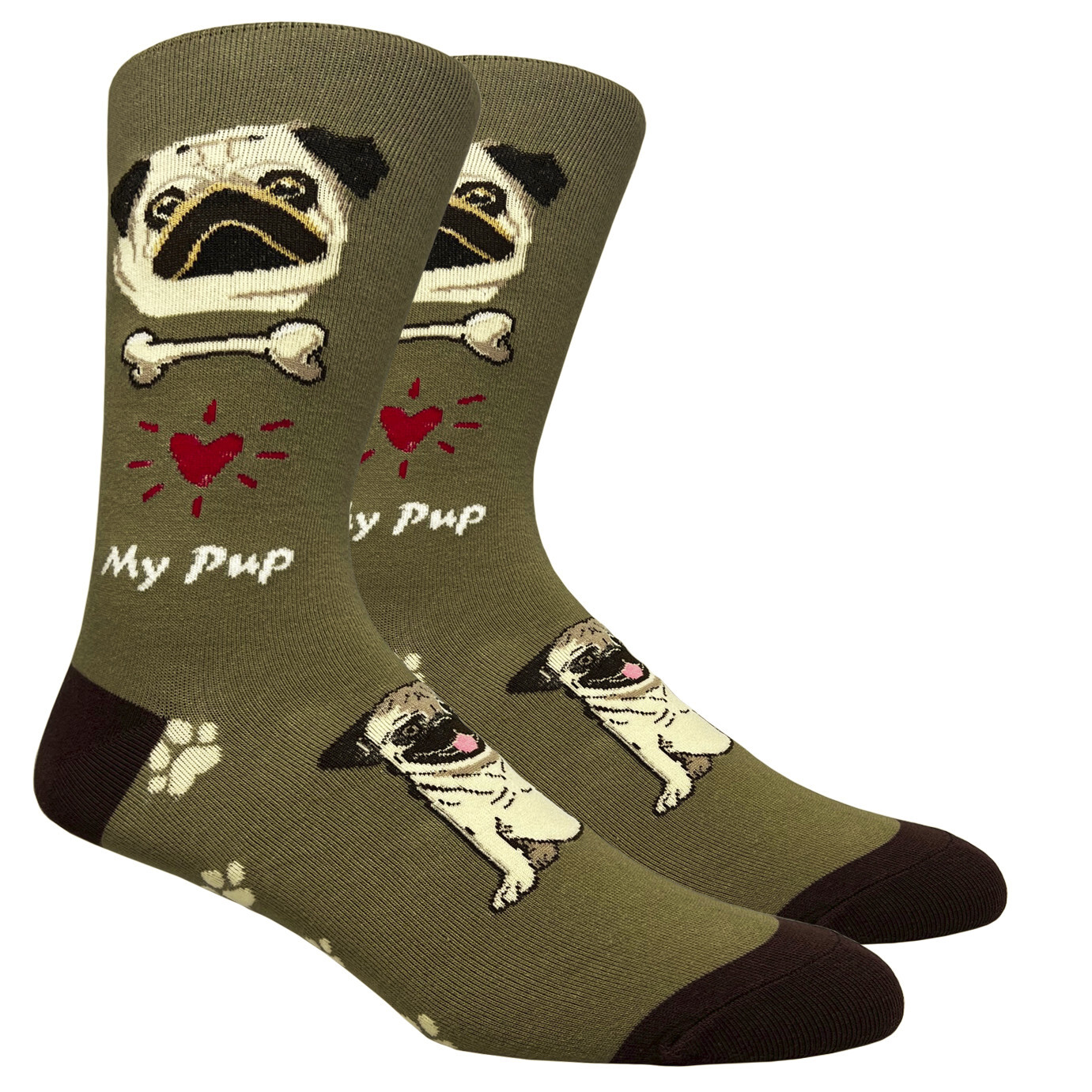 PUG Dog Socks Fun Novelty Dress Casual Unisex SOX FineFit One Size