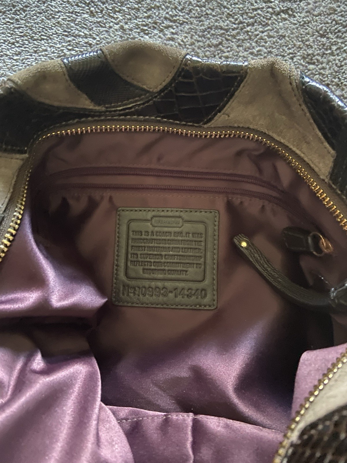 Vintage Coach Brooke Large Shoulder Bag W/ Inlaid C Leather Suede NWOT 14340
