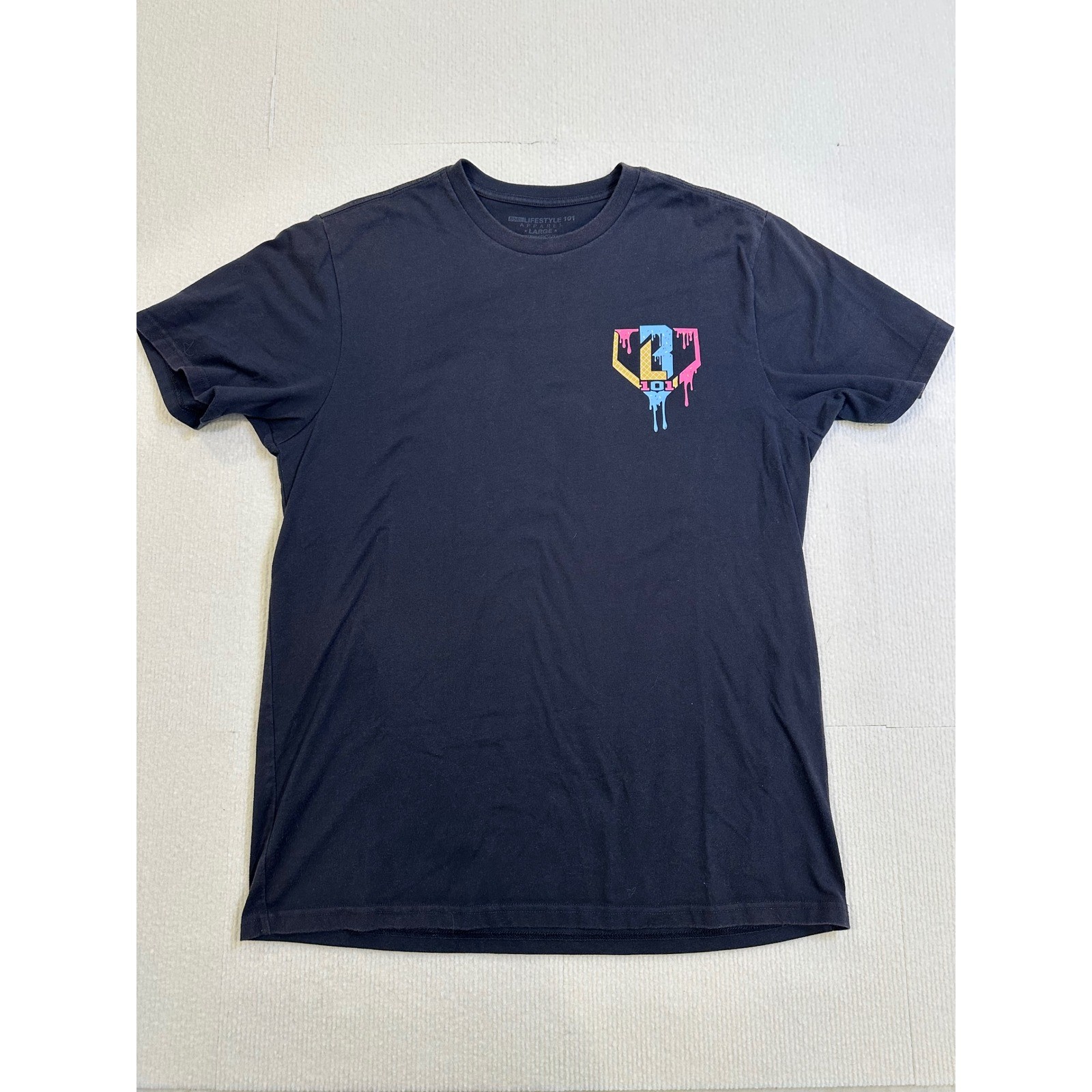 BSBL Lifestyle 101 Apparel Drip Graphic T-Shirt Black Ice Cream Baseball L