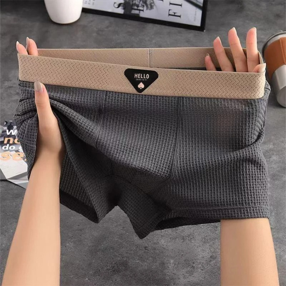 3PCS Men’s Boxer Briefs Ice Silk Breathable Underwear Plus Size Soft Trunks