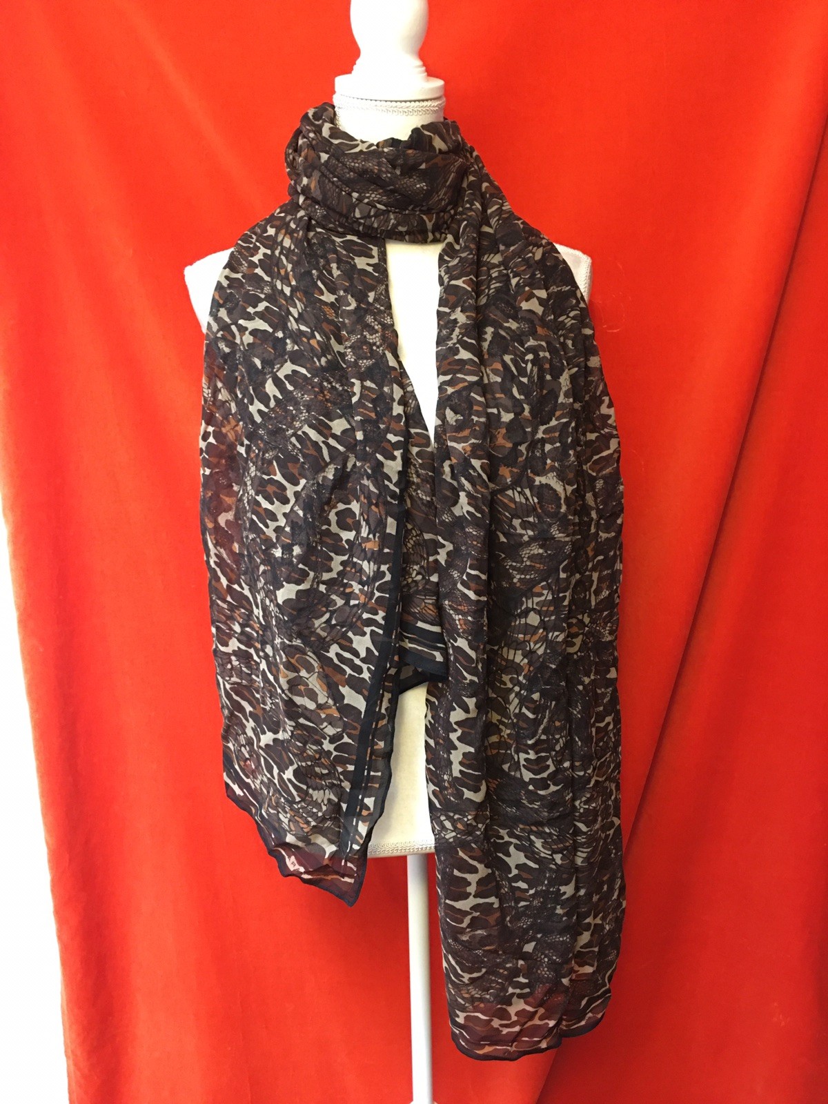 Barbara Bui silk oversized wrap scarf rectangle brow leopard and snake print