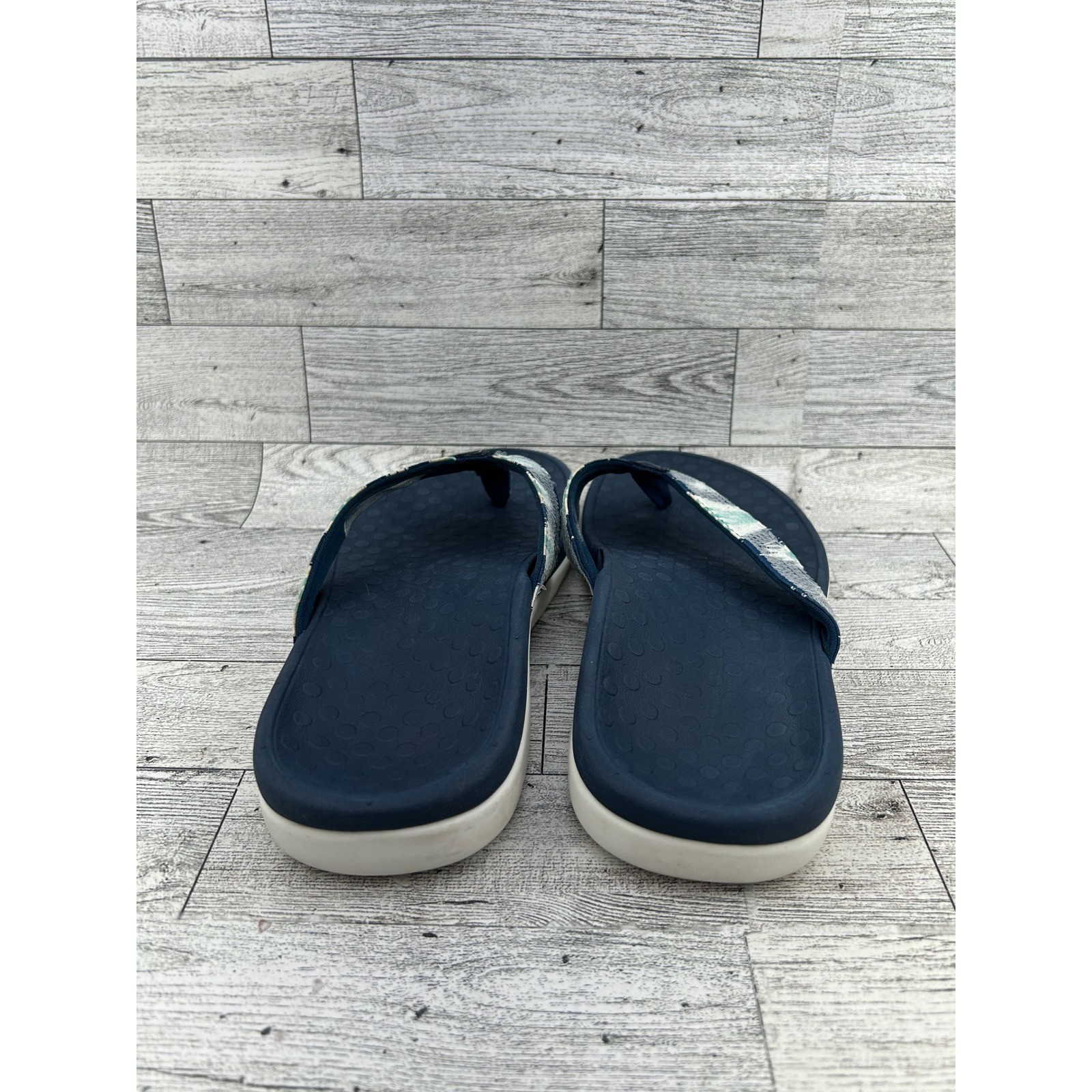Vionic Tide Sequins Navy Blue Mint Orthotic Thong Sandals Women Size 6 44TIDESQ