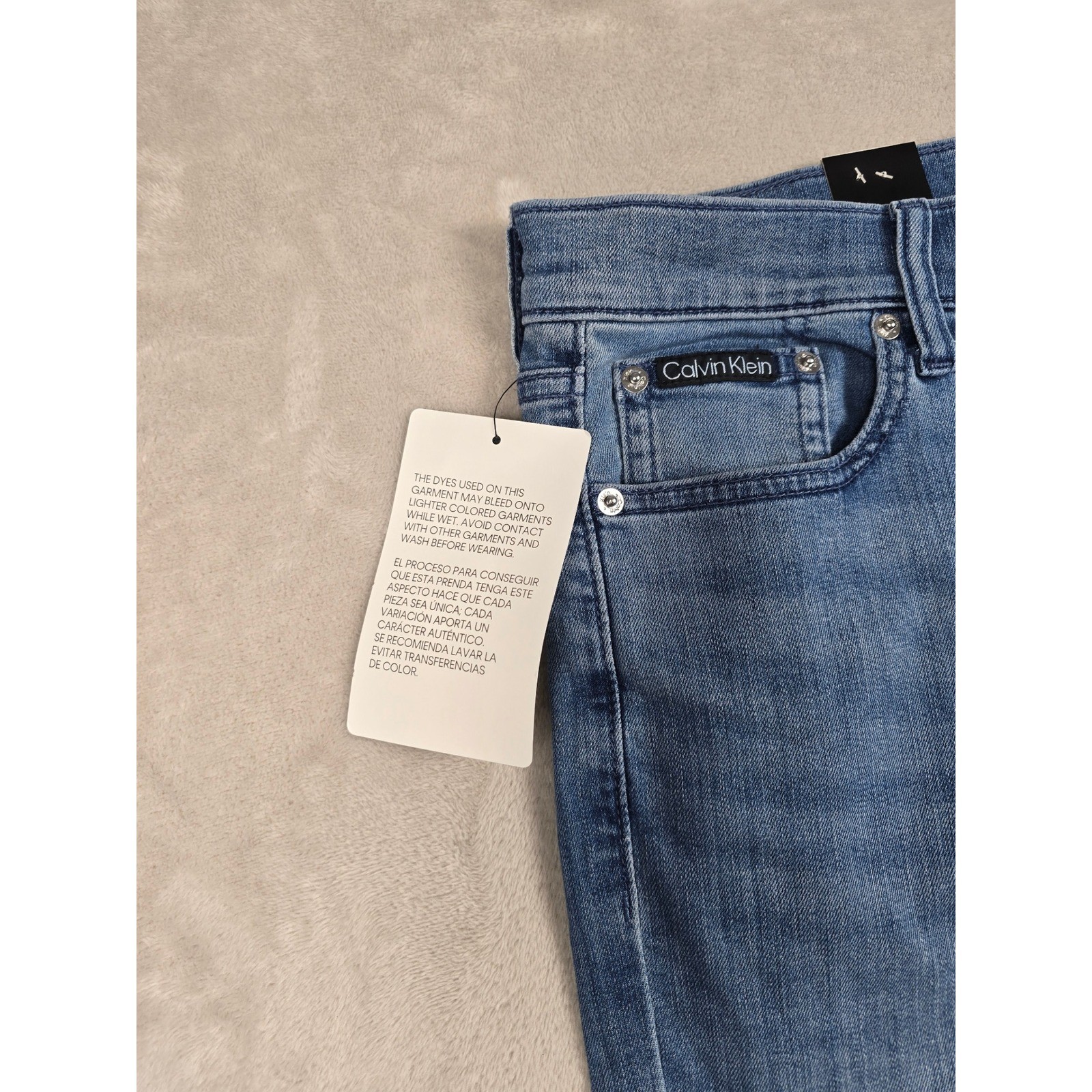 Calvin Klein Jeans Mens 34×30 Blue Straight Leg Denim Pants Stretch