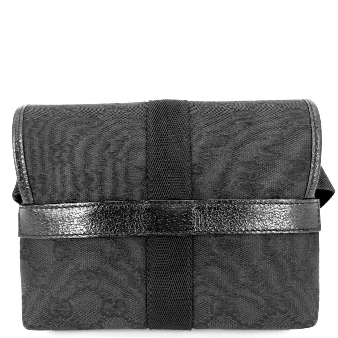 GUCCI men’s Waist Body Bag GGCanvas Black w/dustbag Luxury Designer 17×13×6cm