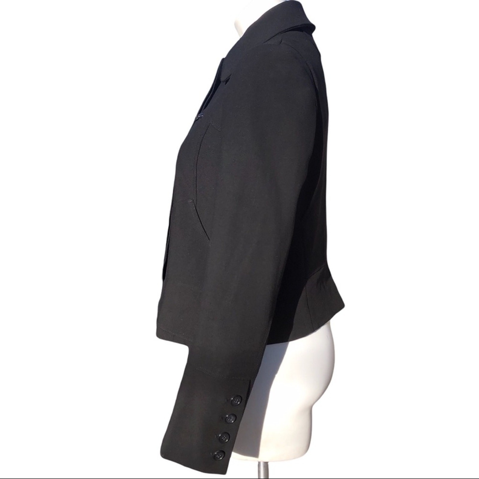Ann Taylor lined jacket zip & button closure pockets button cuffs size 4