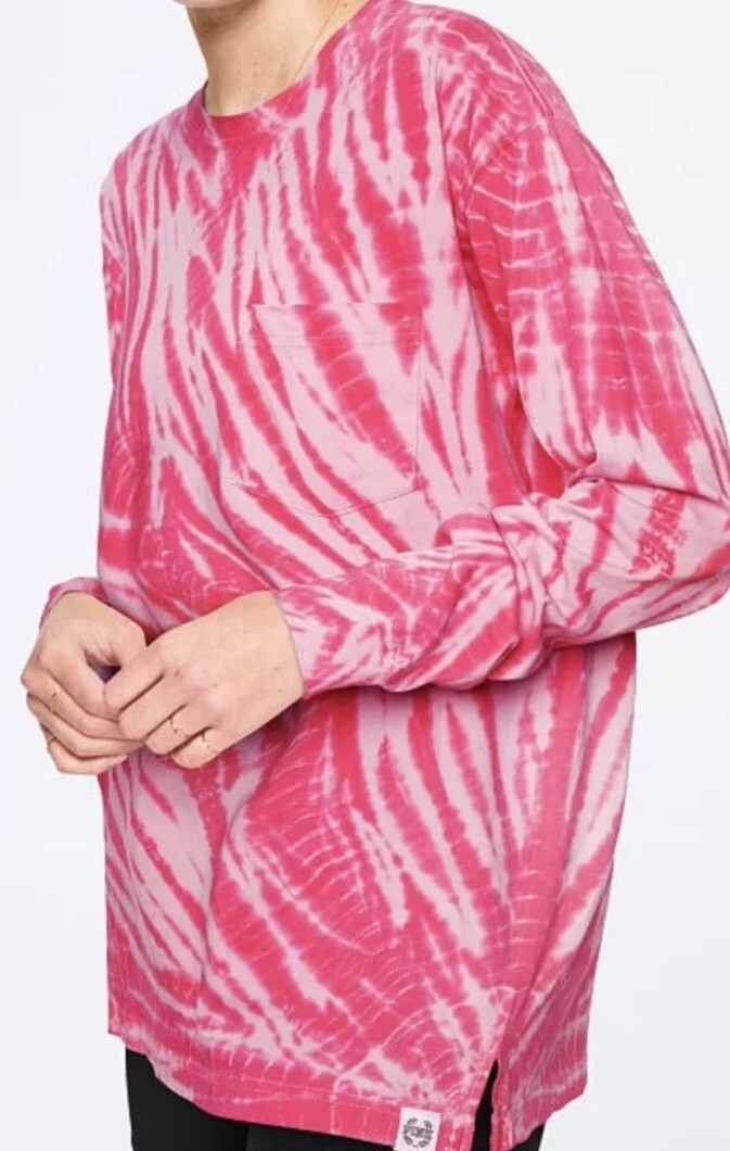 PINK Victoria’s Secret Campus T-Shirt Womens XS Pink Tie Dye 100% Cotton LOGO