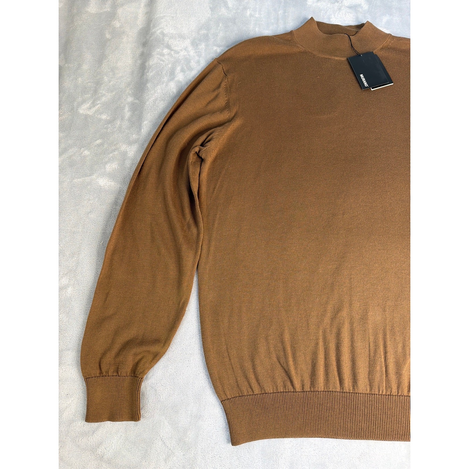 Murano Mens Camel Brown Mock Neck Sweater NWT Size Medium Lightweight Knit