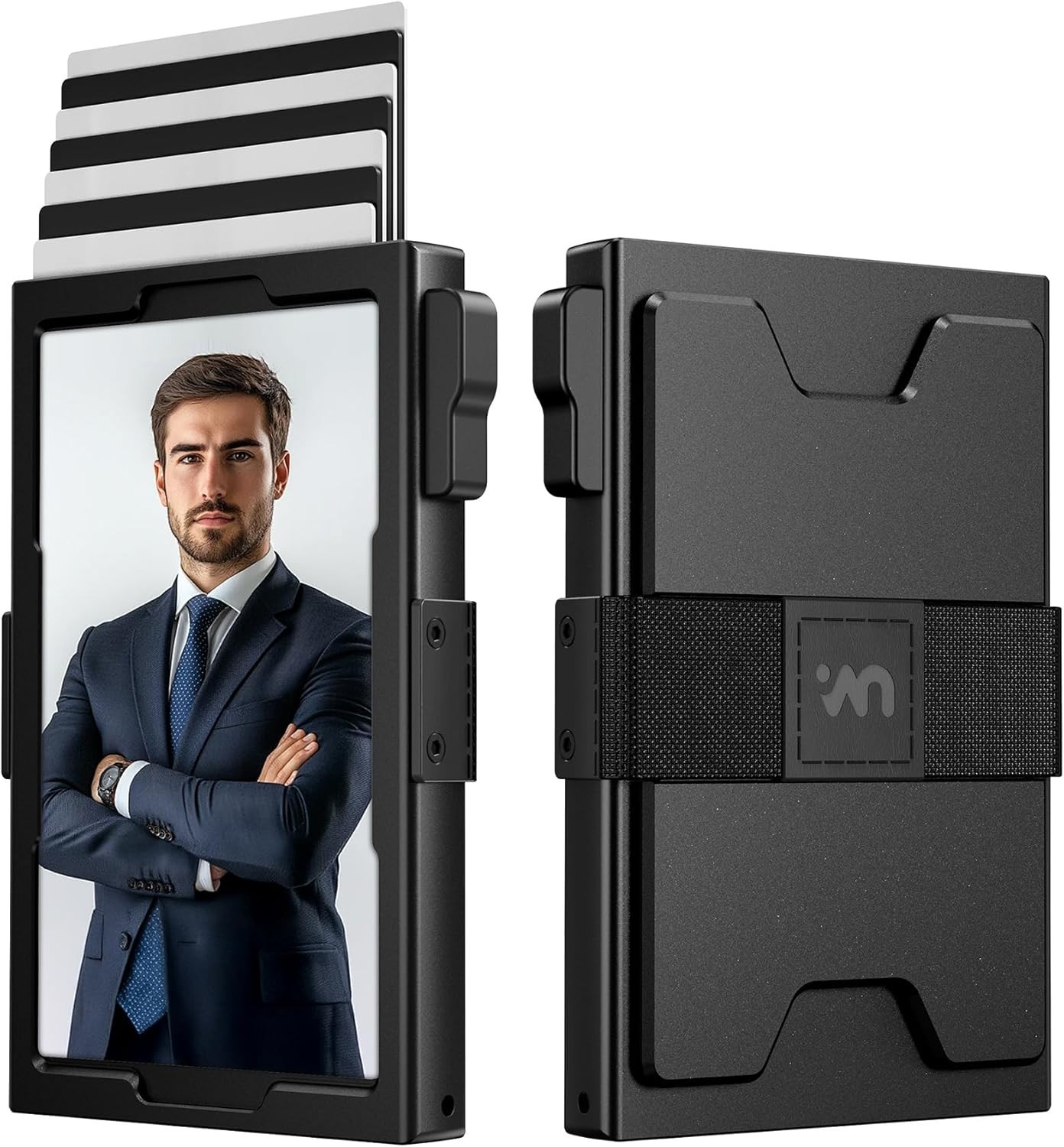 Slim Card Holder Wallet for Men, RFID Blocking Minimalist Wallet with ID Window,
