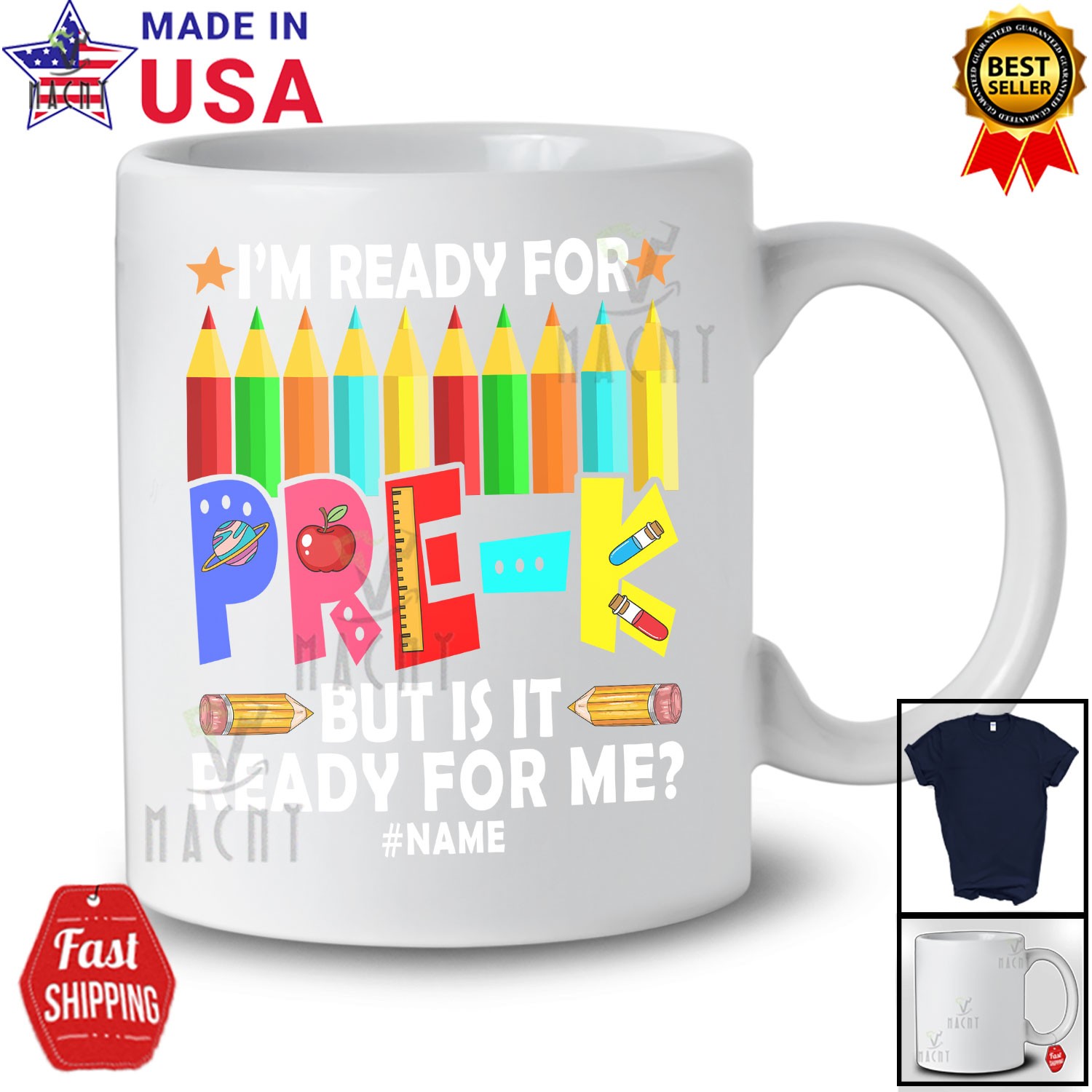 Custom Name I’m Ready For Pre-K; Humorous First Day Of School Pencils T-Shirt
