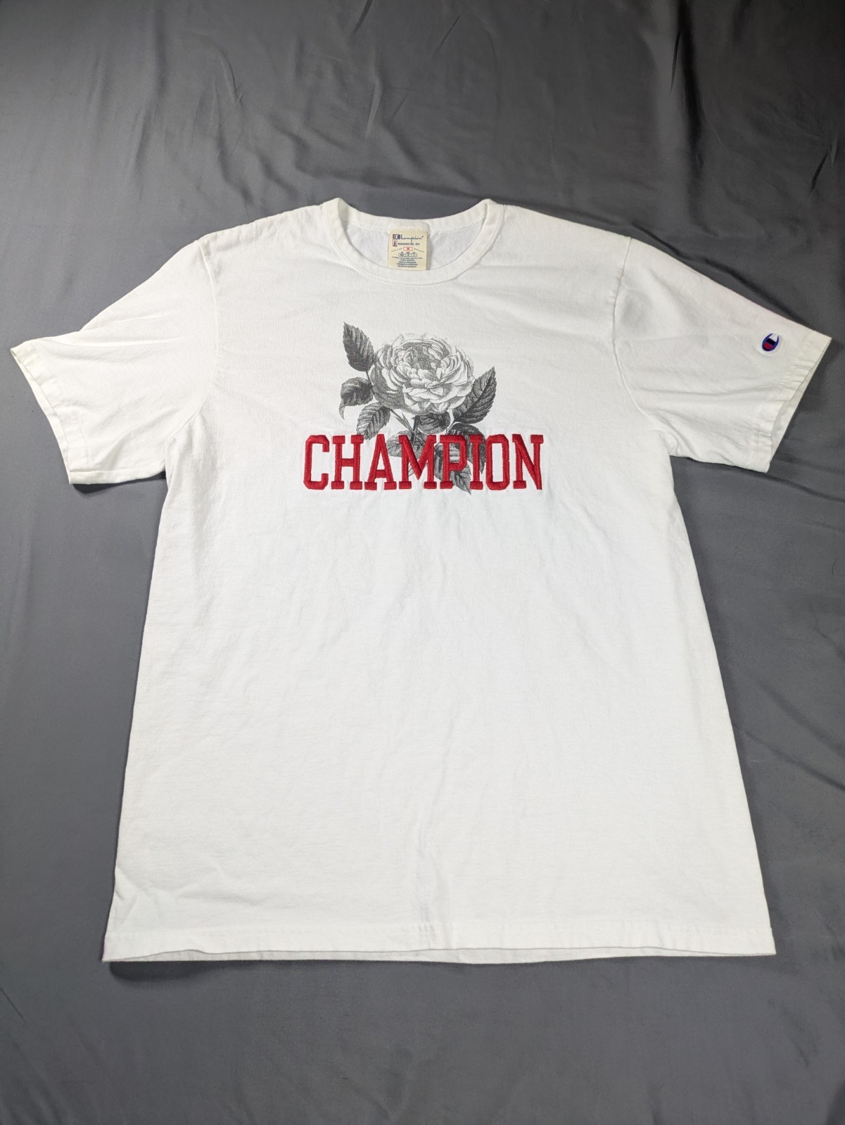 Champion Shirt Mens M White Rochester NY Rose Logo Superior Sportswear Spell Out