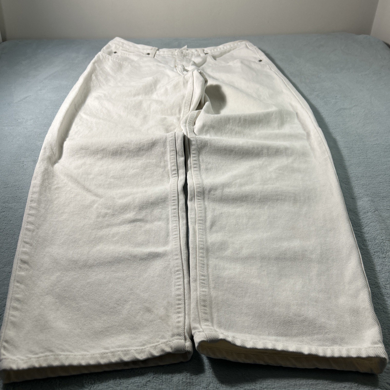Y2K 2000s Anchor Blue Relaxed White Jeans 36×32 Baggy Hamilton Baggie Loose VTG