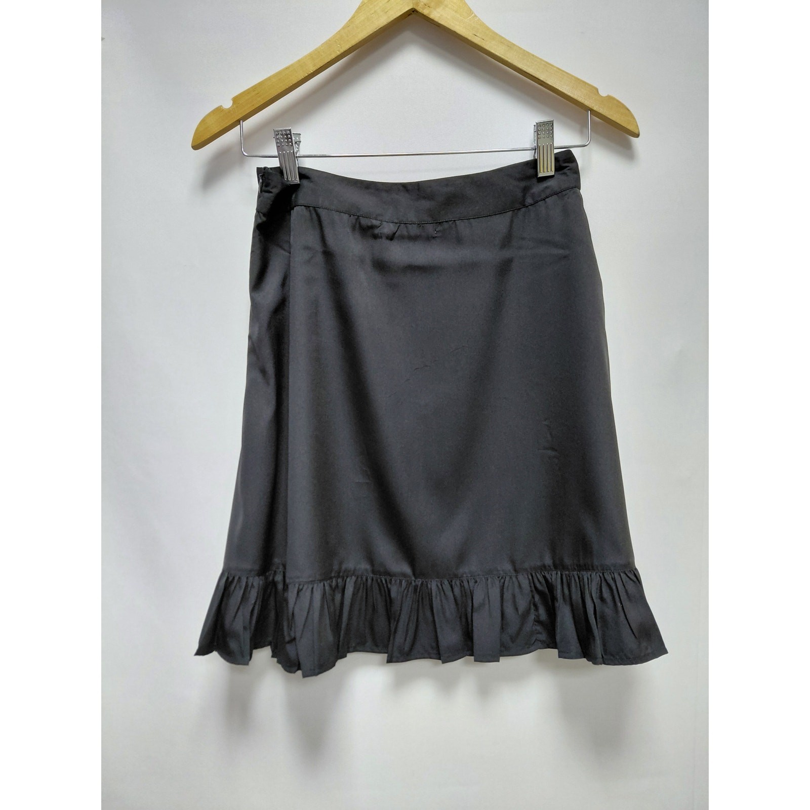 NA-KD Ruffle Hem Skirt Black Solid Lightweight Size 36