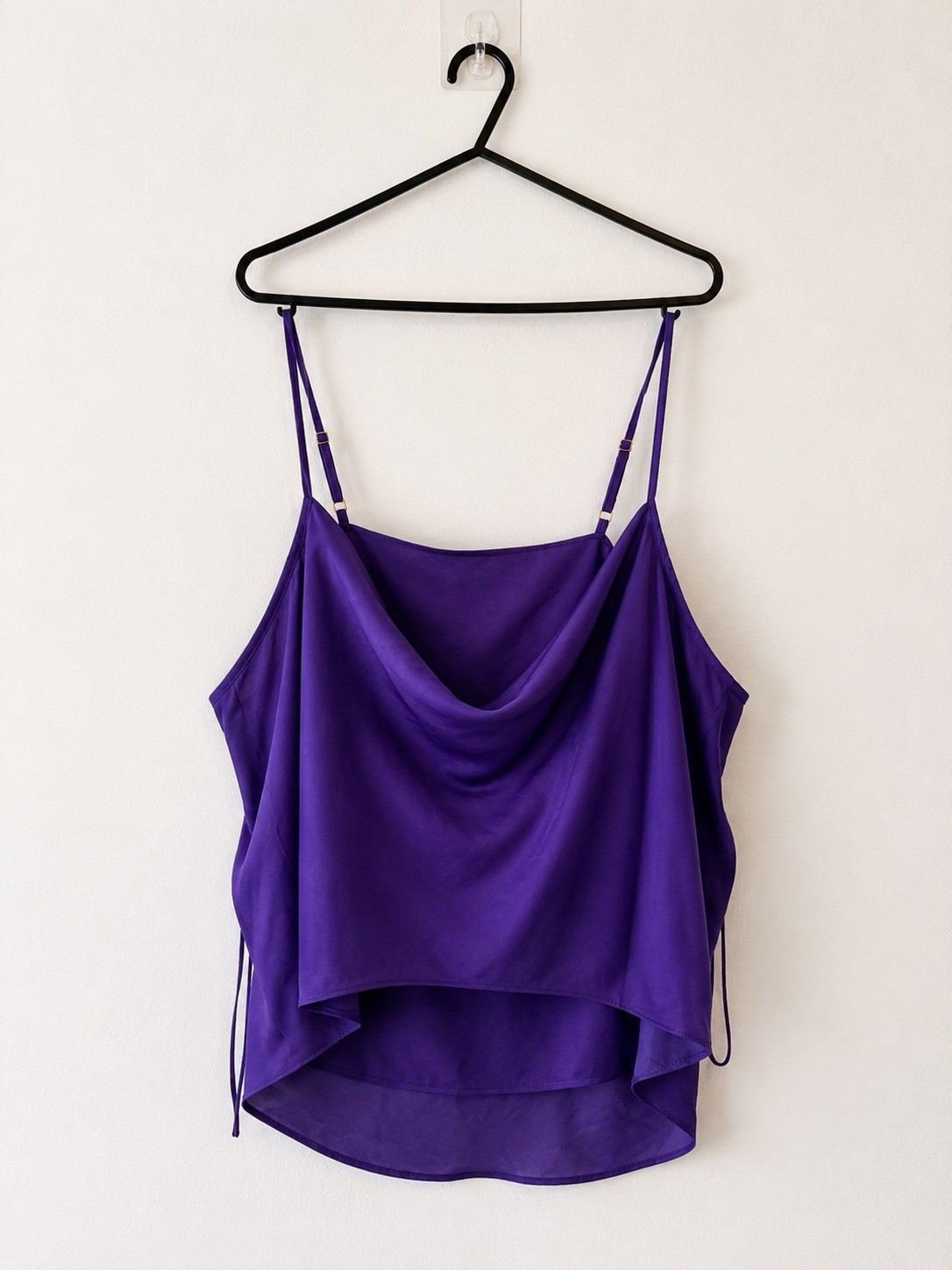 Primark Purple Cowl Neck Cami Top Size 18 Satin Look Strappy Party Top