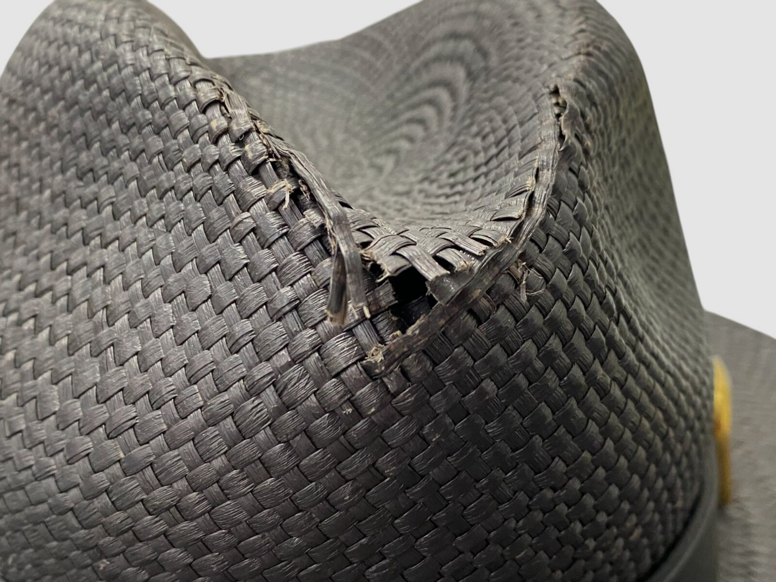 Valentino Women’s Black Straw Leather Band VLOGO Fedora Hat Size M
