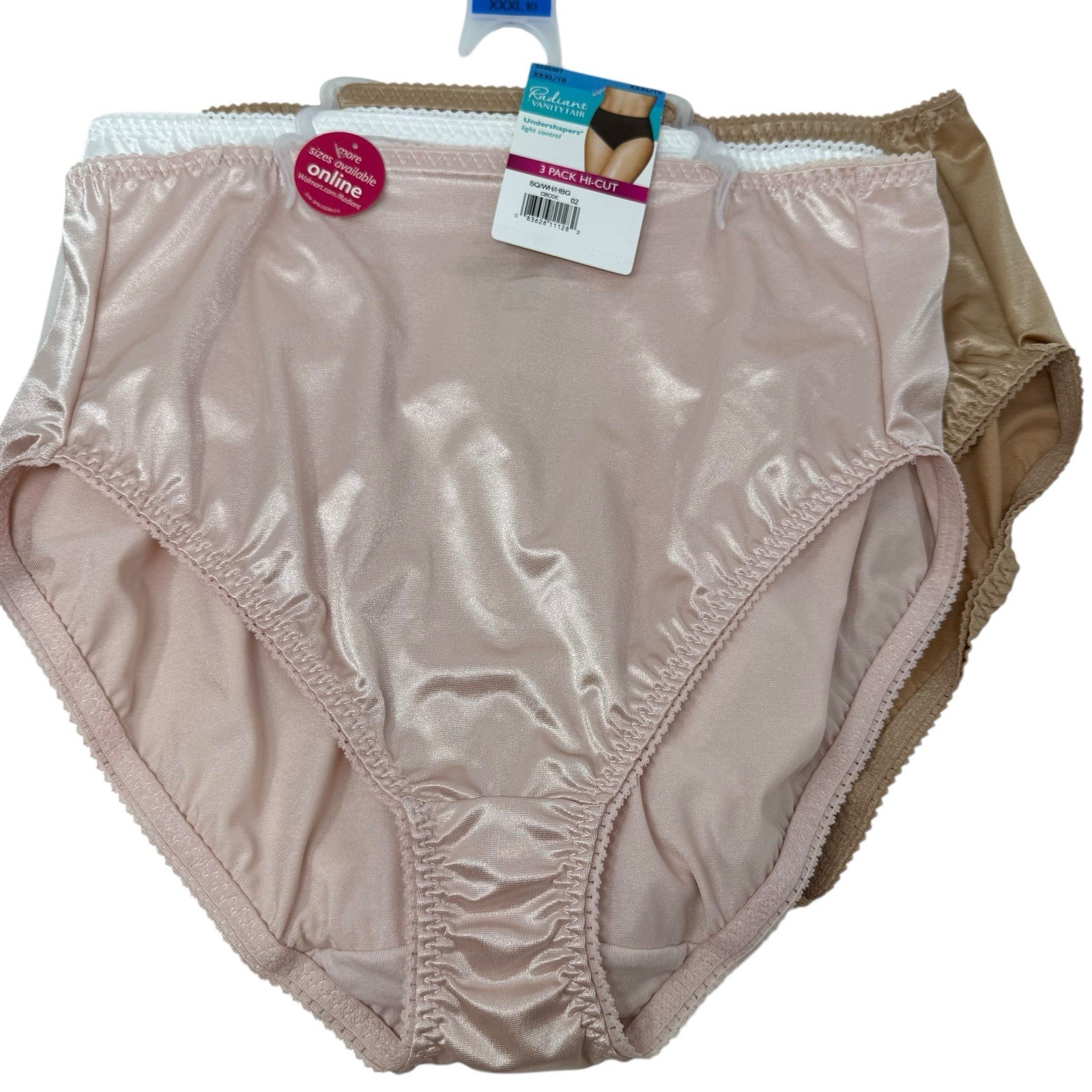 Vanity Fair Womens 4XL (11) Hi-Cut Light Control Silky Nylon Briefs Panties New
