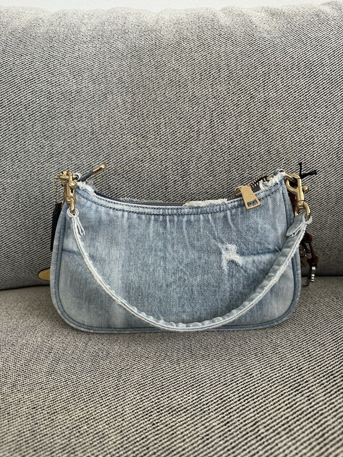 COACH Teri Shoulder Bag In Loved Denim With Charms CDY76 NWT Crossbody