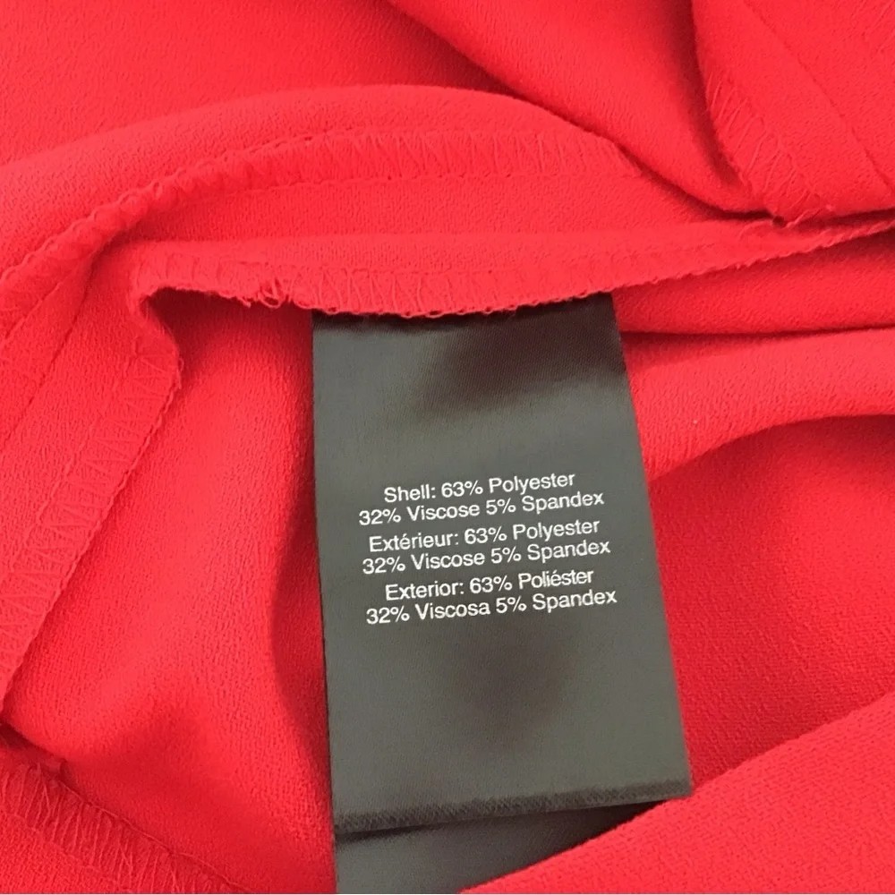 Donna Karan Women Dress Size 10 Red Sleeveless Jewel Neck Sheath Gold Back Zip