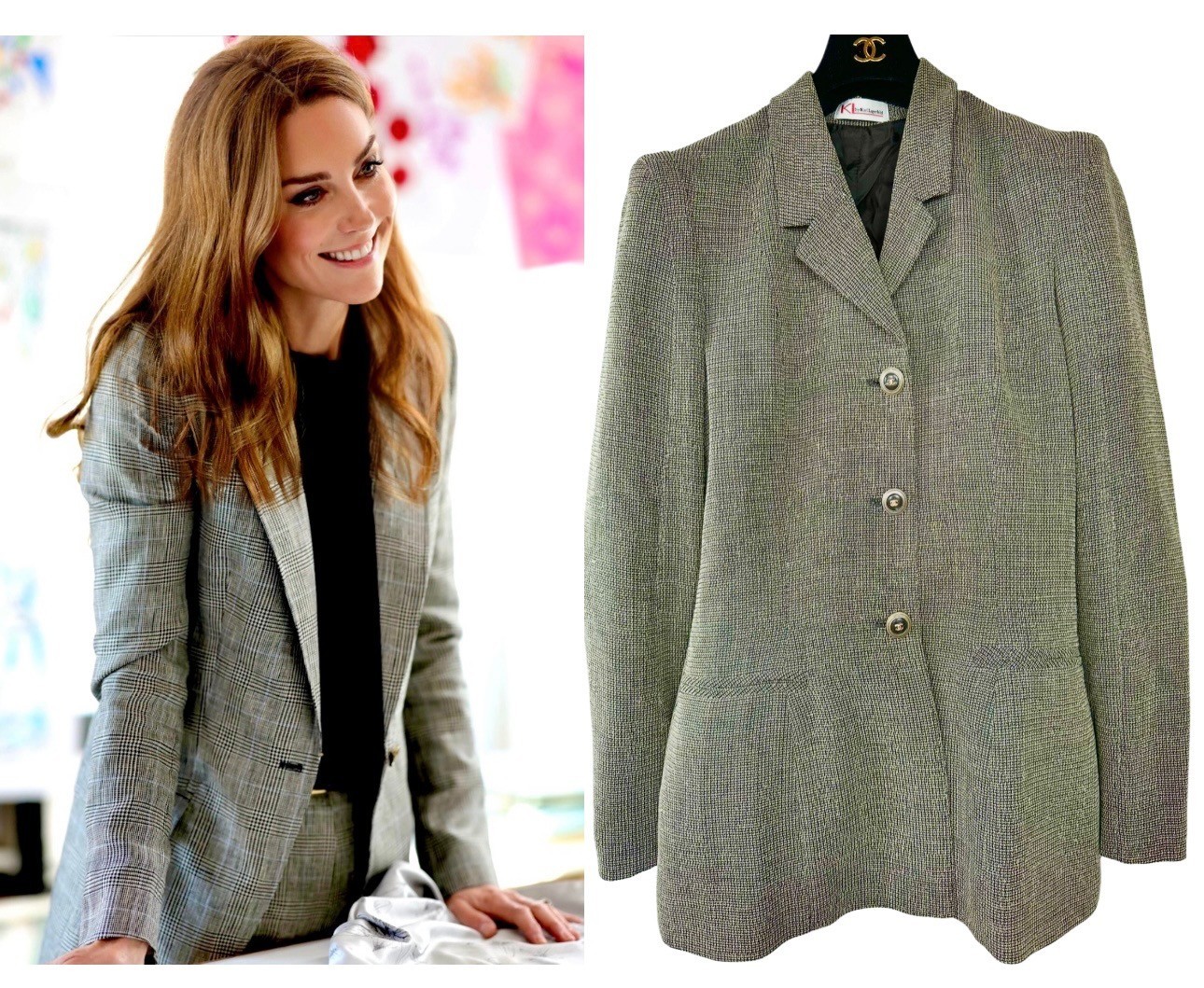 Karl Lagerfeld Vintage 1996 Gray Tweed Jacket 38 40 6 8 Coat CC Logo Buttons M