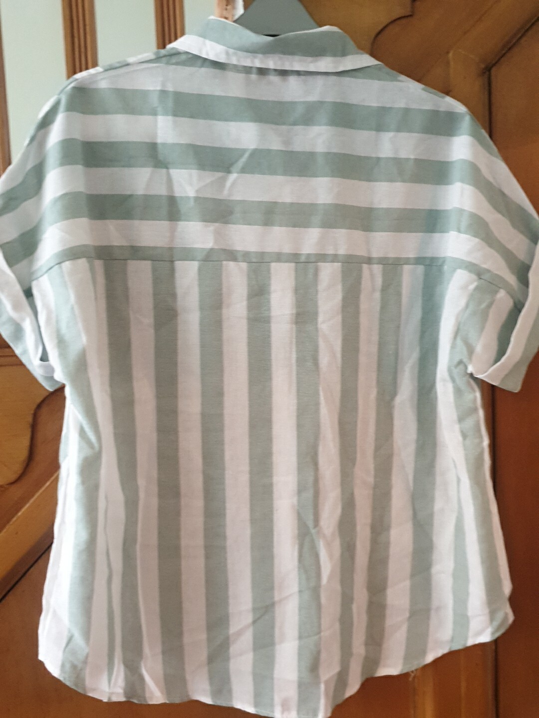 Button Up Green Striped Shirt – Loose Casual Top – Size XXL/18 -BNNT- RRP £20.99