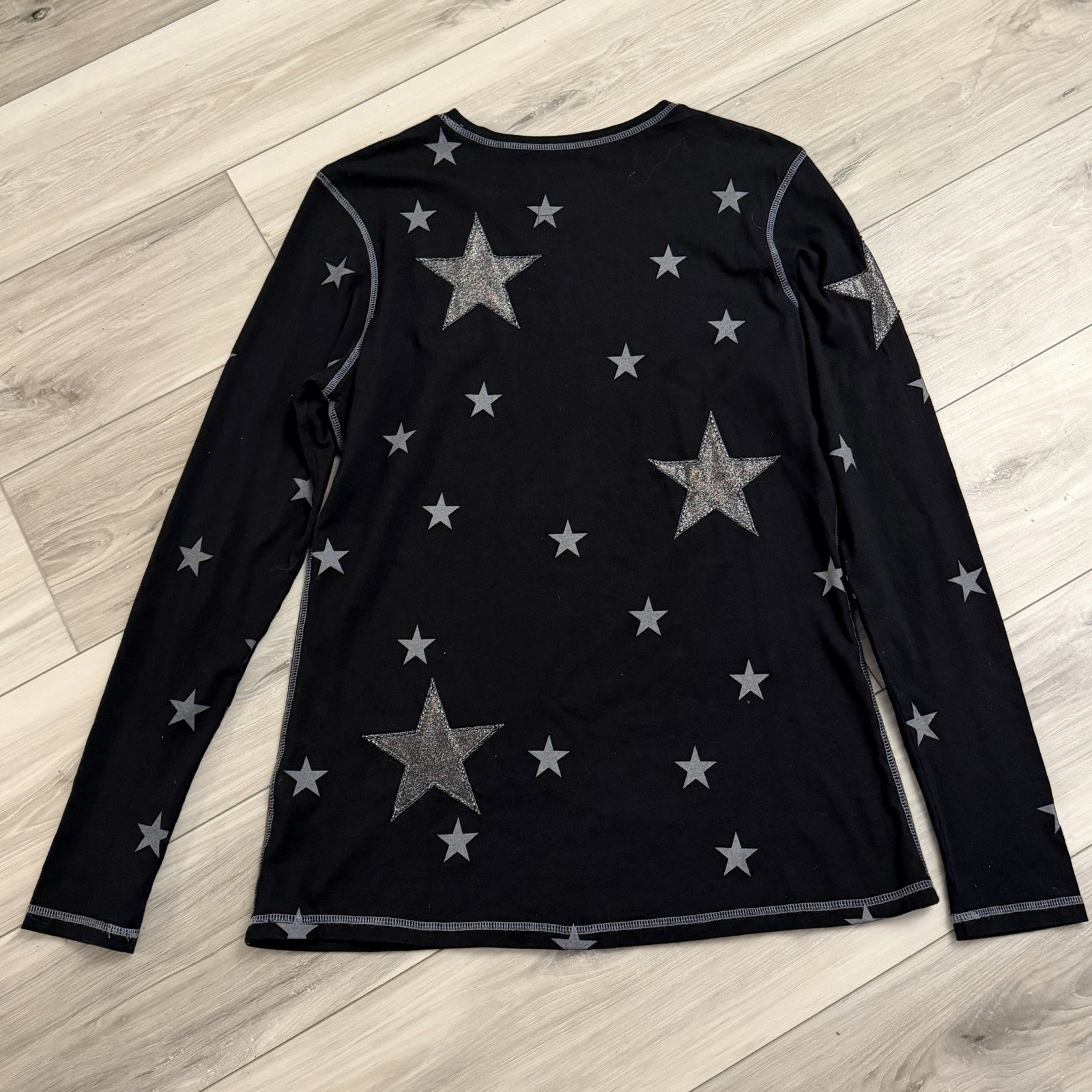 Double D Ranch Womens Long Sleeve Cotton Shirt Beaded Stars All Over Size XL