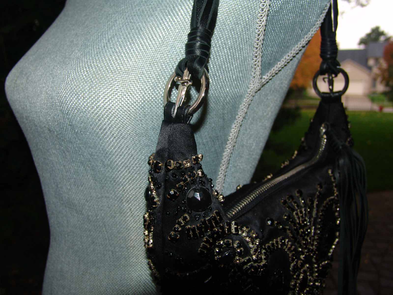 CESARE PACIOTTI SILK BEADED EVENING BAG PURSE ITALIAN WOMENS BLACK