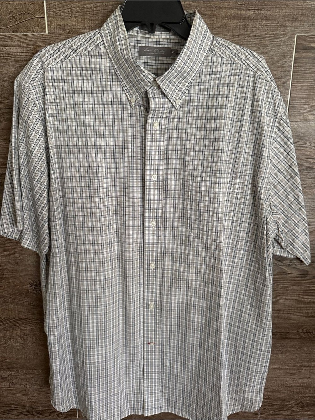Daniel Cremieux Gray and Blue Plaid Short-Sleeve Button-Down Shirt