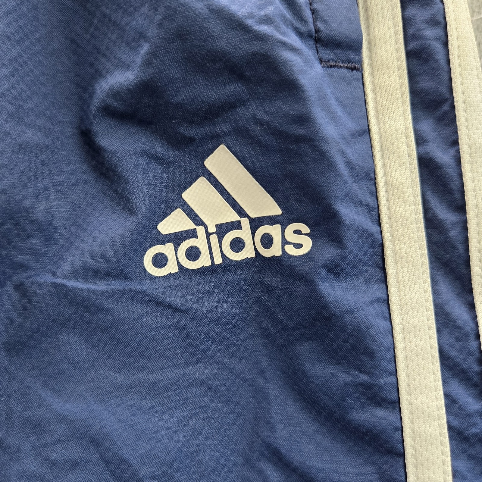 Adidas Men Activewear Pants M Blue Nylon Polyester Embroidered Track