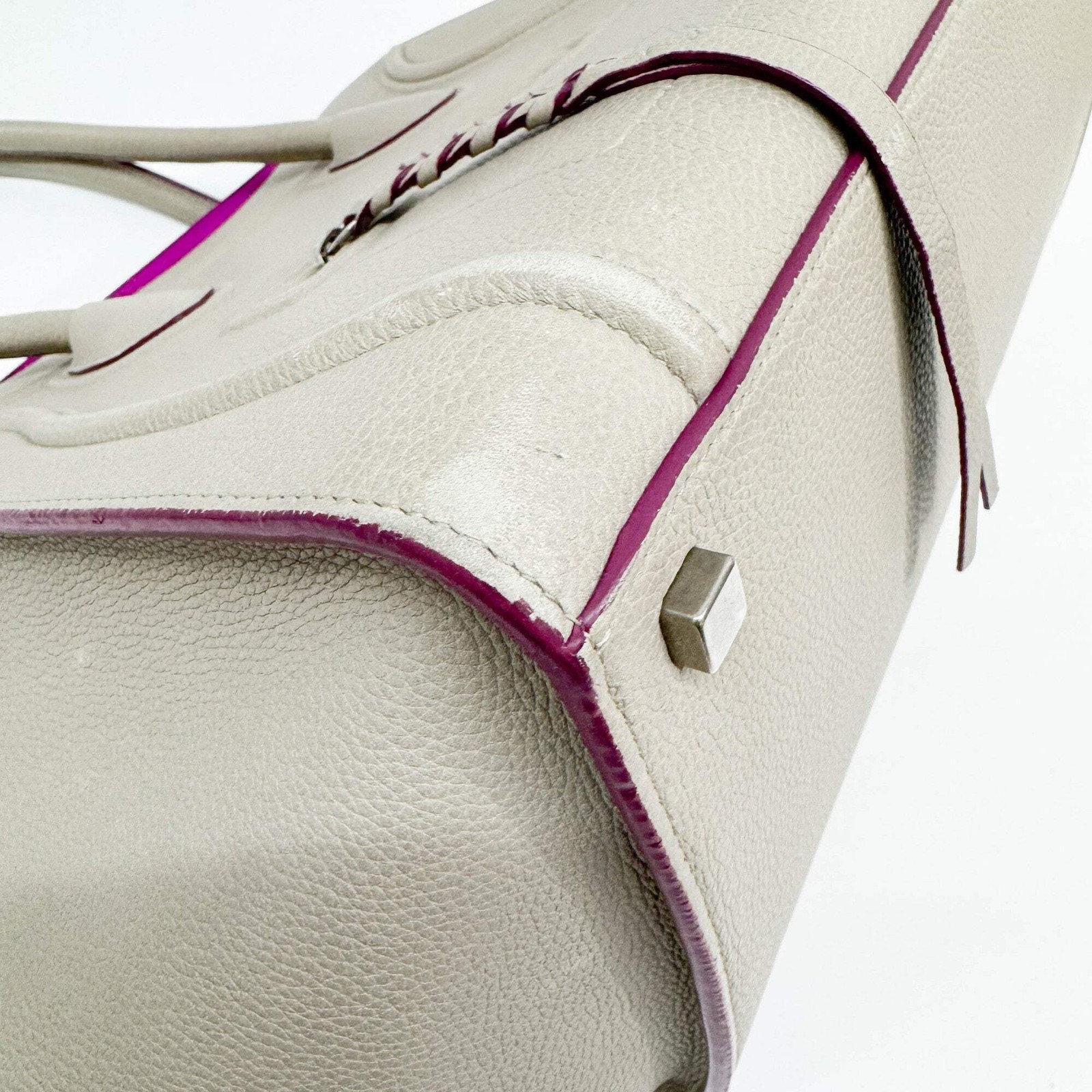 CELINE Luggage Phantom Beige Leather Tote Handle Bag