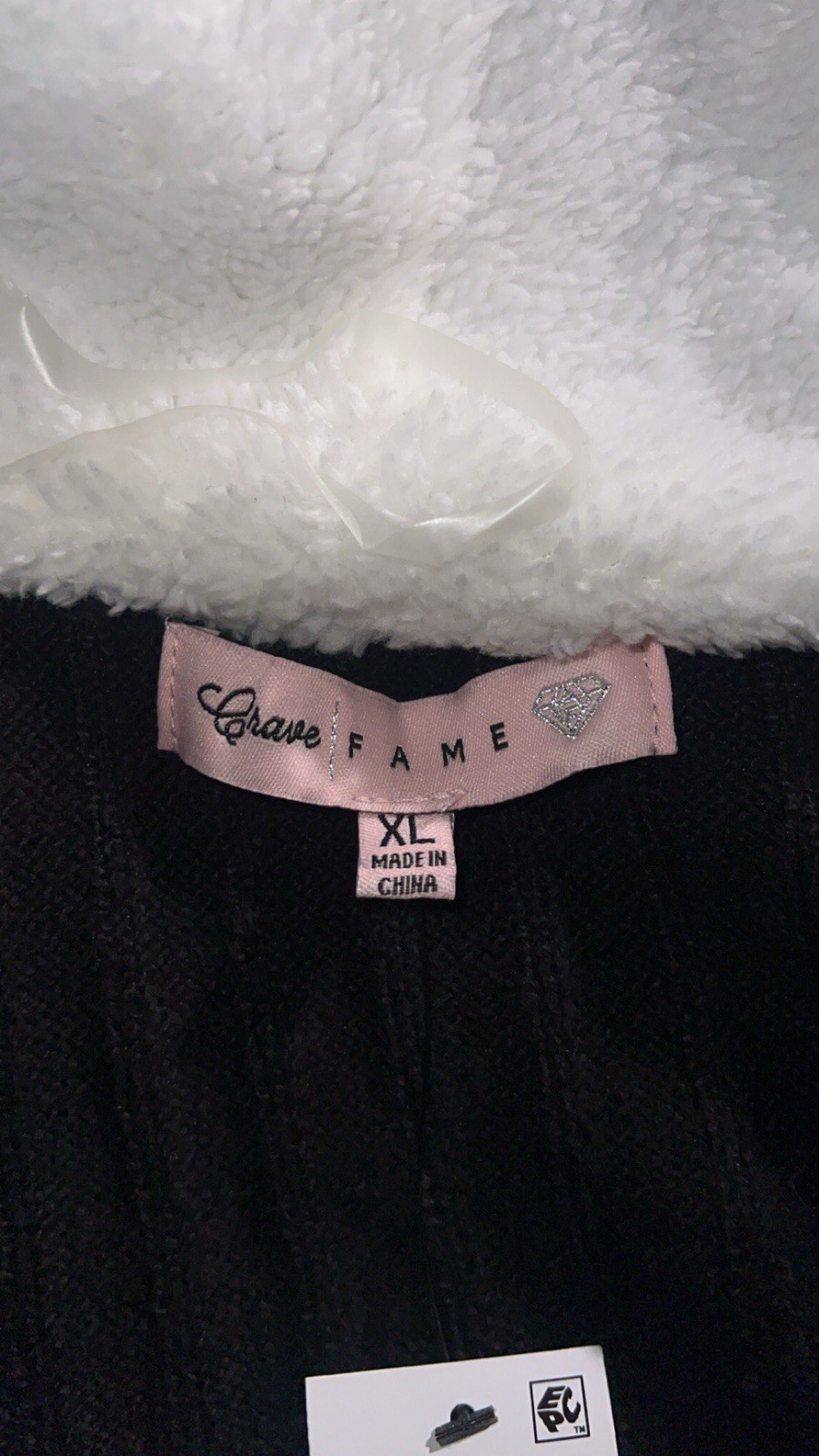 Glamor Fame Women’s XL Black Rib-Knit Hooded Open Front Pocket Cardigan Sweater