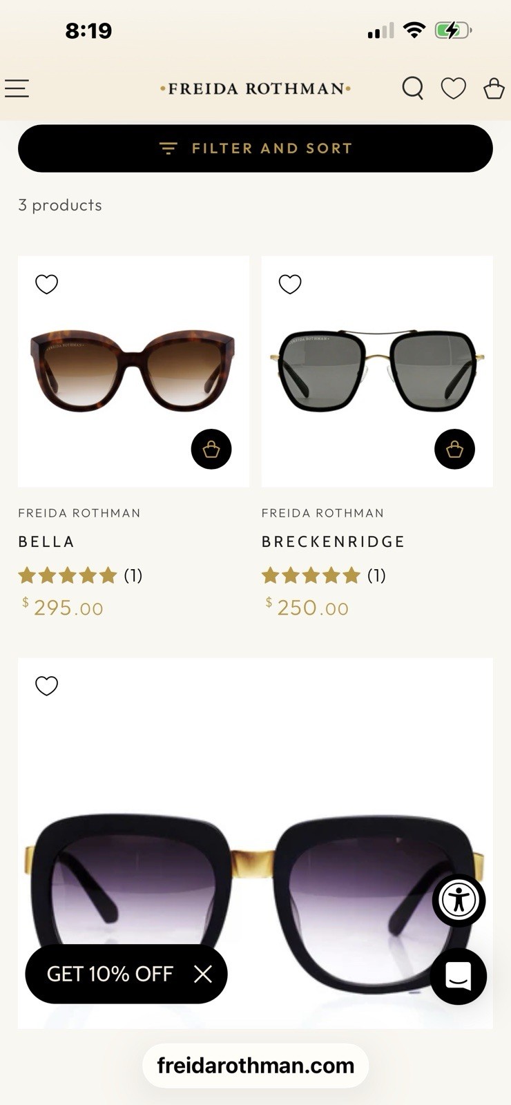 FREIDA ROTHMAN Brynn Oversized Square Sunglasses White/Gold UV400 54-20-145