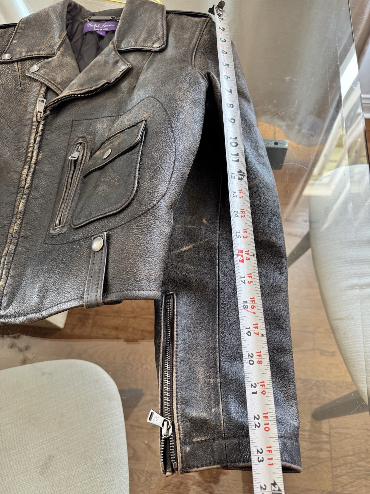 polo ralph lauren purple label 100% calf skin leather moto jacket womens size 8