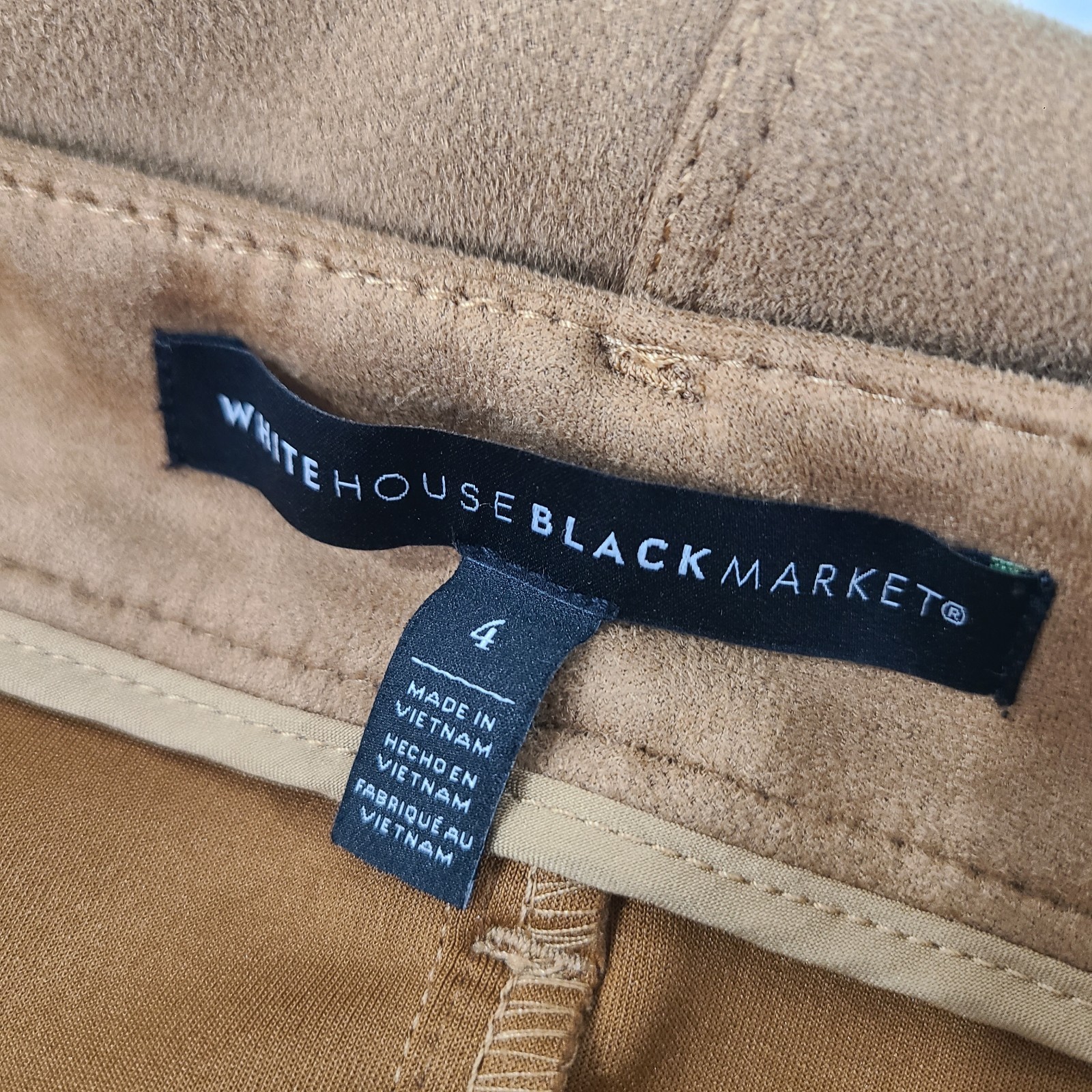 WHBM Brown Faux Suede Stretchy Snap Button Zip Mini Skirt Sz 4