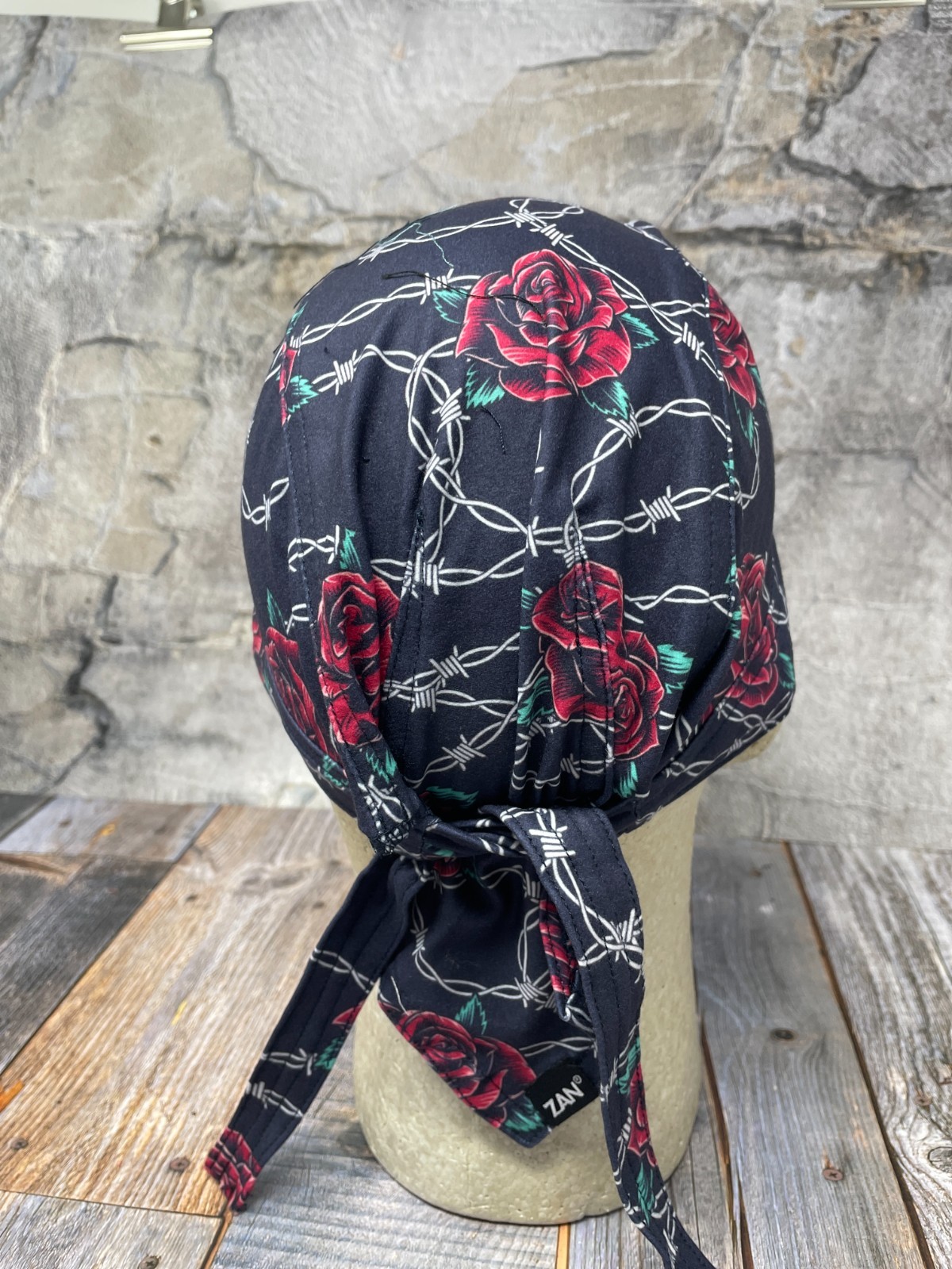 Black Green Red Roses Barbed Wire Premium Sportflex Durag Headwrap 4 Way Stretch