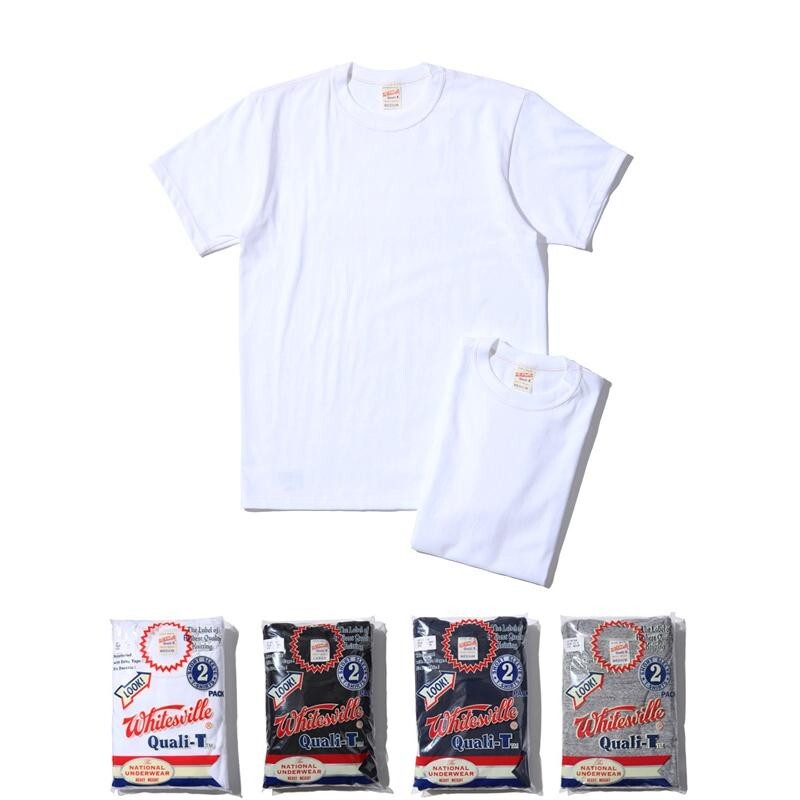 WHITESVILLE 2-PACK T-SHIRT – White, Black, Navy, Gray [ WV73544 ] Made in Japan