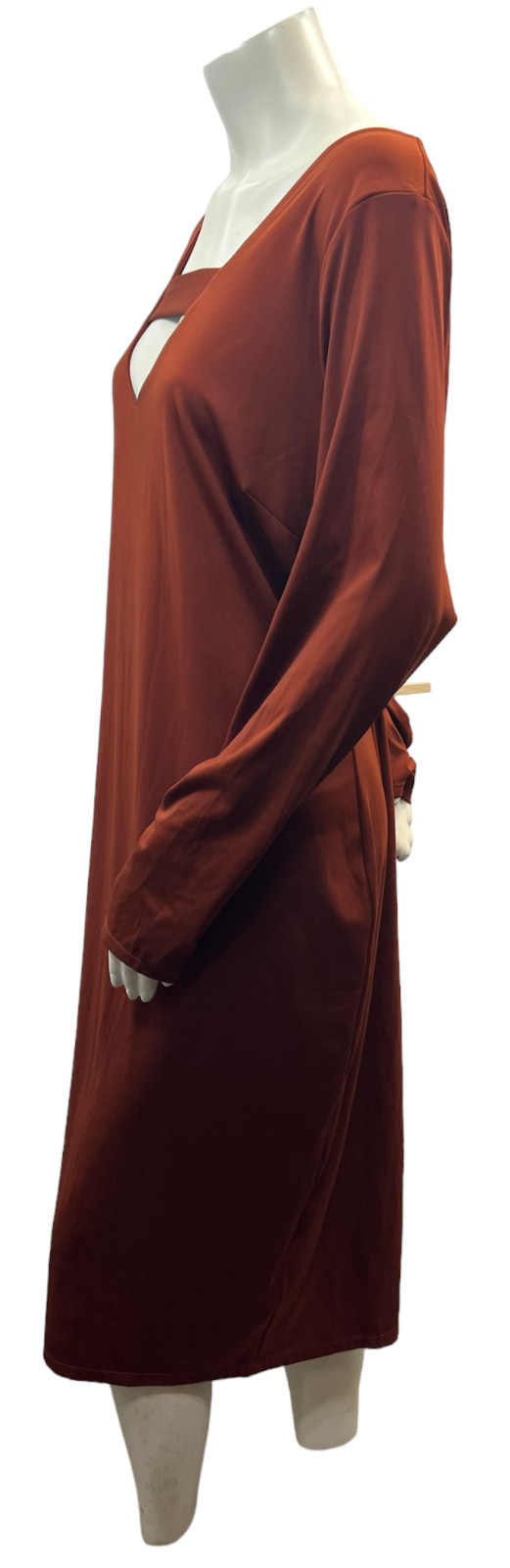 Bar III Bodycon Dress Womens Plus size 3X Copper Brown Long Sleeve Stretch New